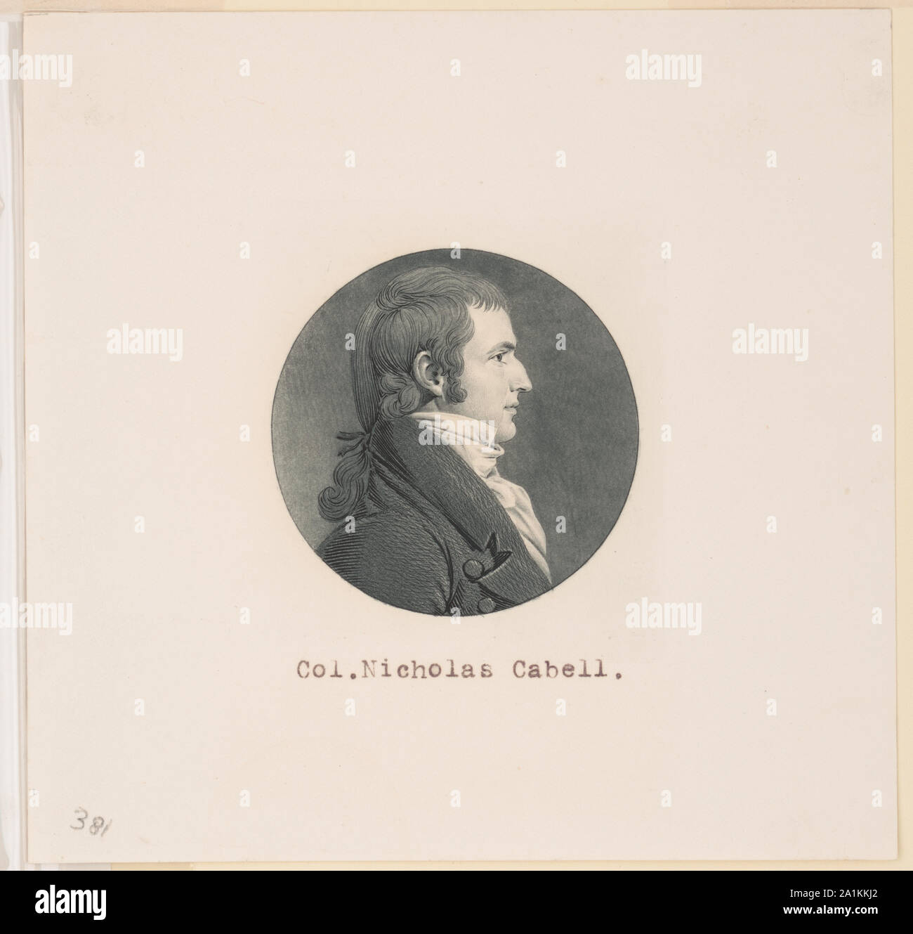 Nicholas Cabell, Jr., testa e spalle ritratto, Profilo destro Foto Stock