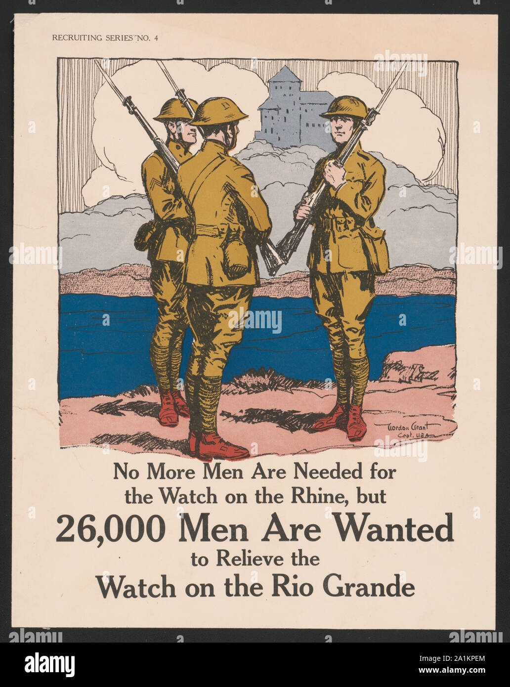 Non più gli uomini sono necessari per l'orologio sul Reno, ma 26.000 uomini sono ricercati per alleviare l'orologio sul Rio Grande / Gordon concedere Capt. U.S.A. Foto Stock
