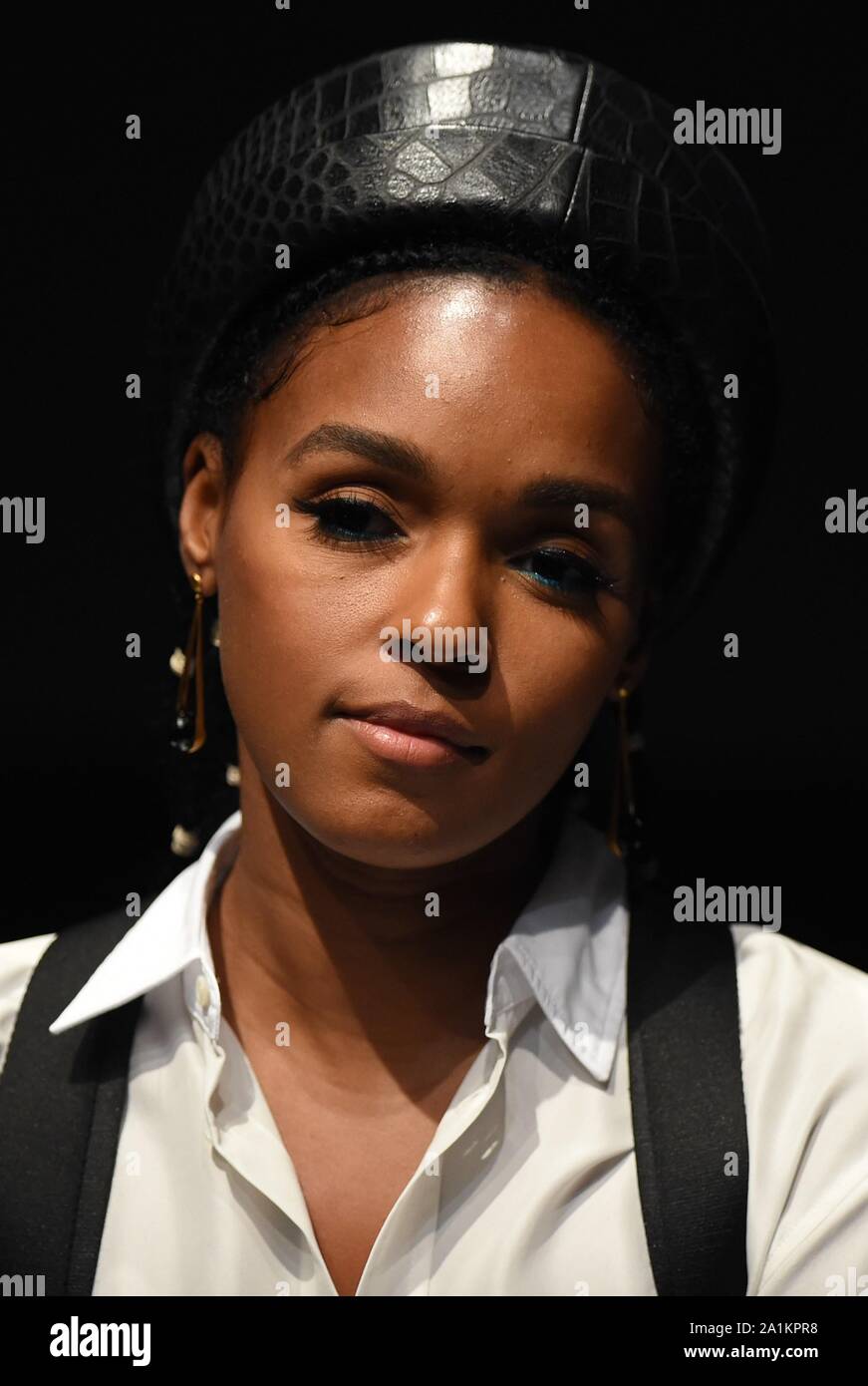 Janelle Monae alla conferenza stampa per il cittadino globale Obiettivo: Vivi il sogno possibile 2020 della campagna di lancio, St. Ann's Warehouse, Brooklyn, NY Settembre 26, 2019. Foto di: Kristin Callahan/Everett Collection Foto Stock