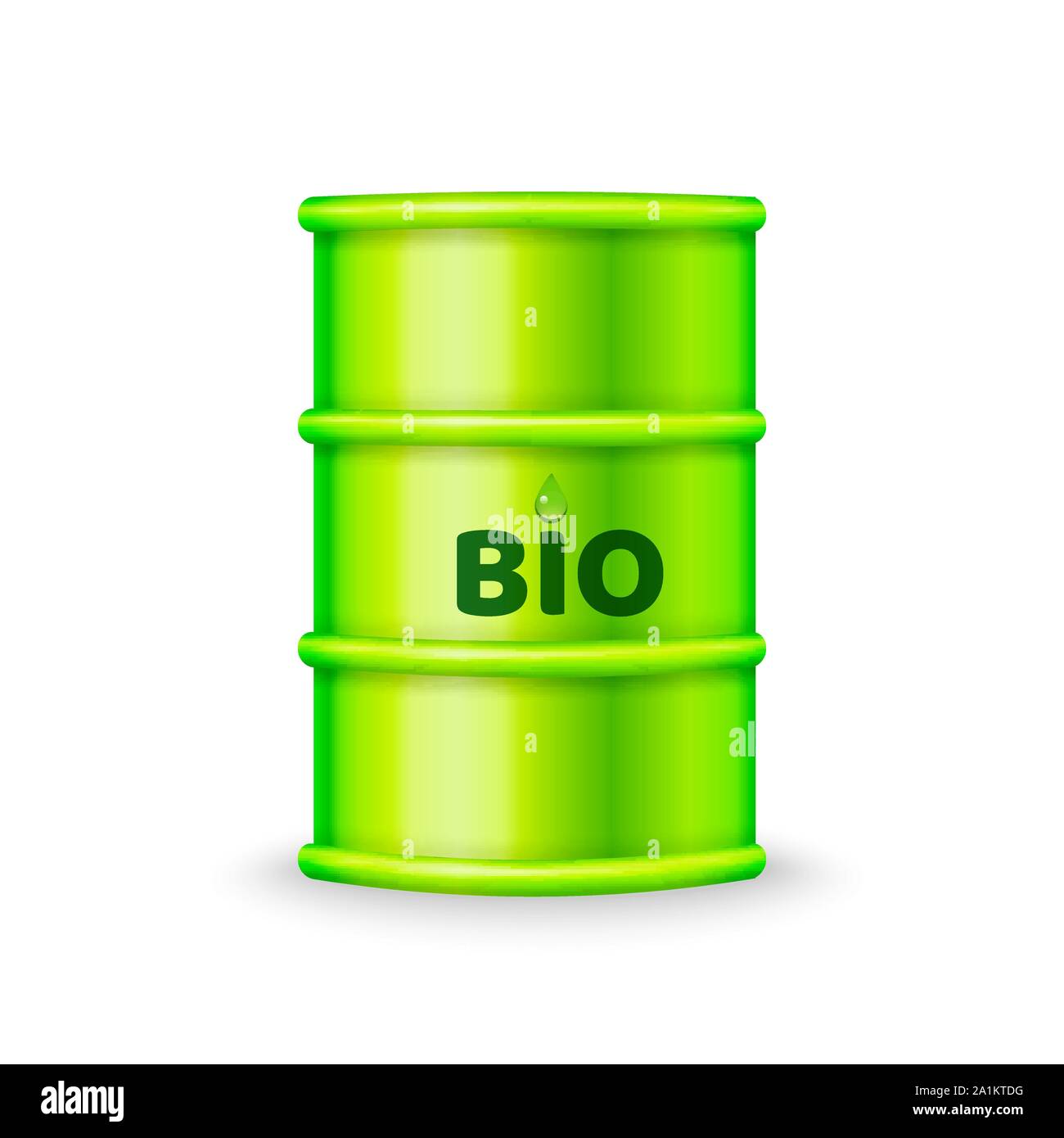 Green cilindretto metallico con bio vettore di carburante Illustrazione Vettoriale