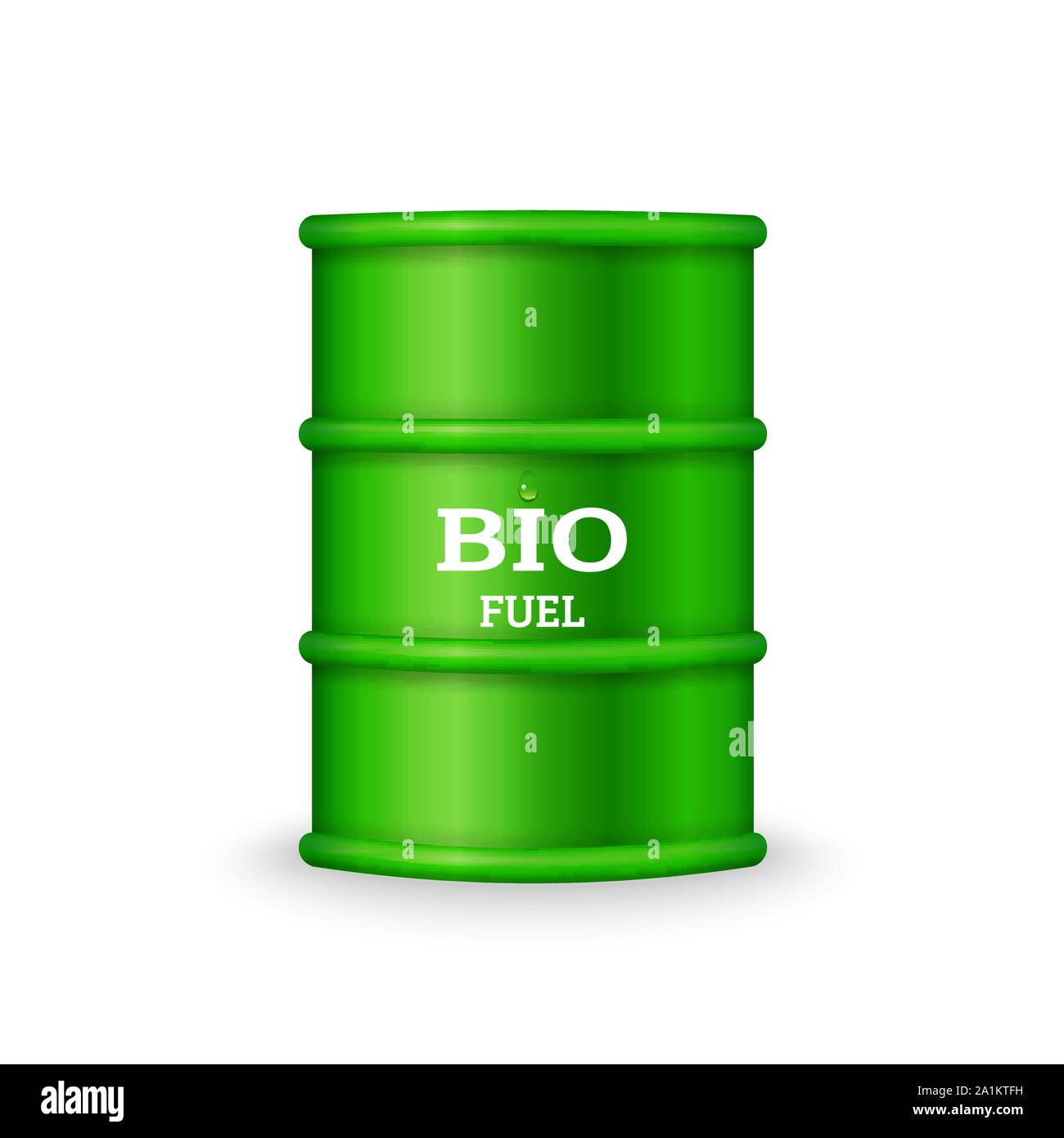 Green cilindretto metallico con bio vettore di carburante Illustrazione Vettoriale