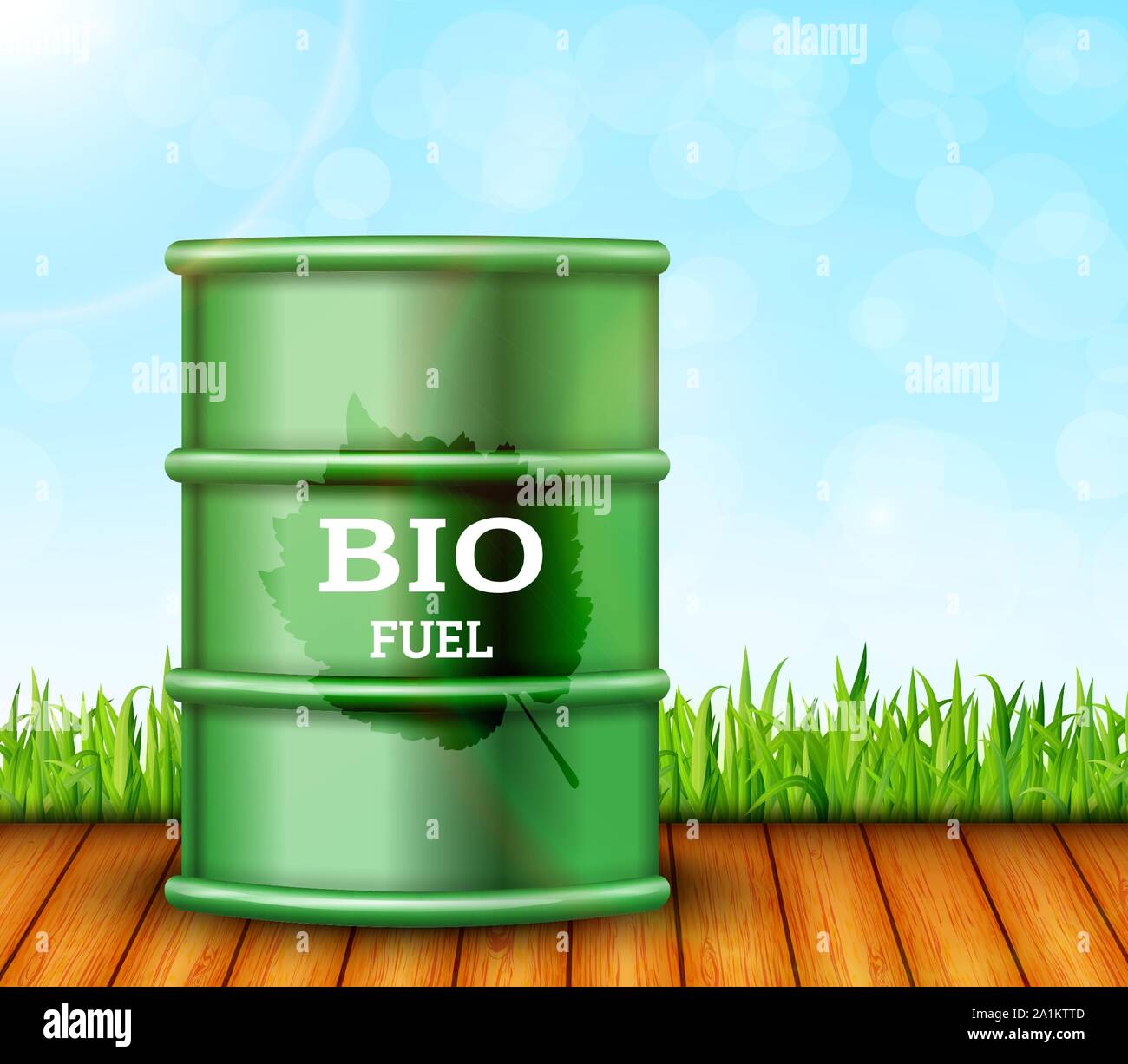 Cilindretto metallico con bio carburante. Illustrazione Vettoriale Illustrazione Vettoriale