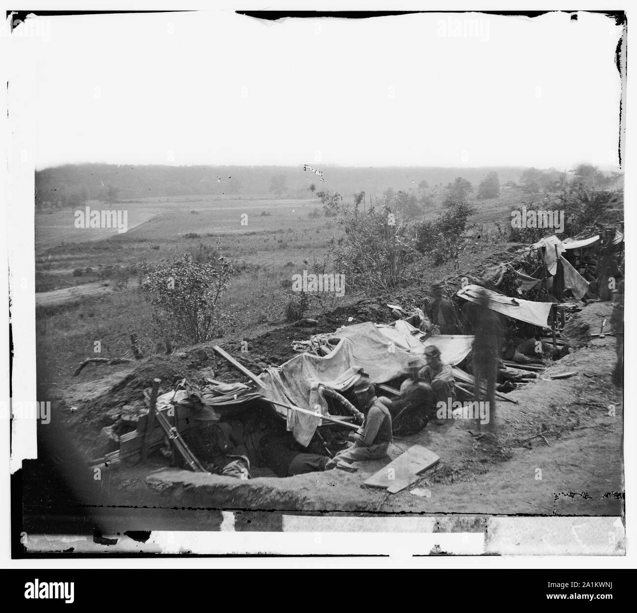 North Anna River, Va. truppe federali che occupa la linea di breastworks sulla riva nord Foto Stock