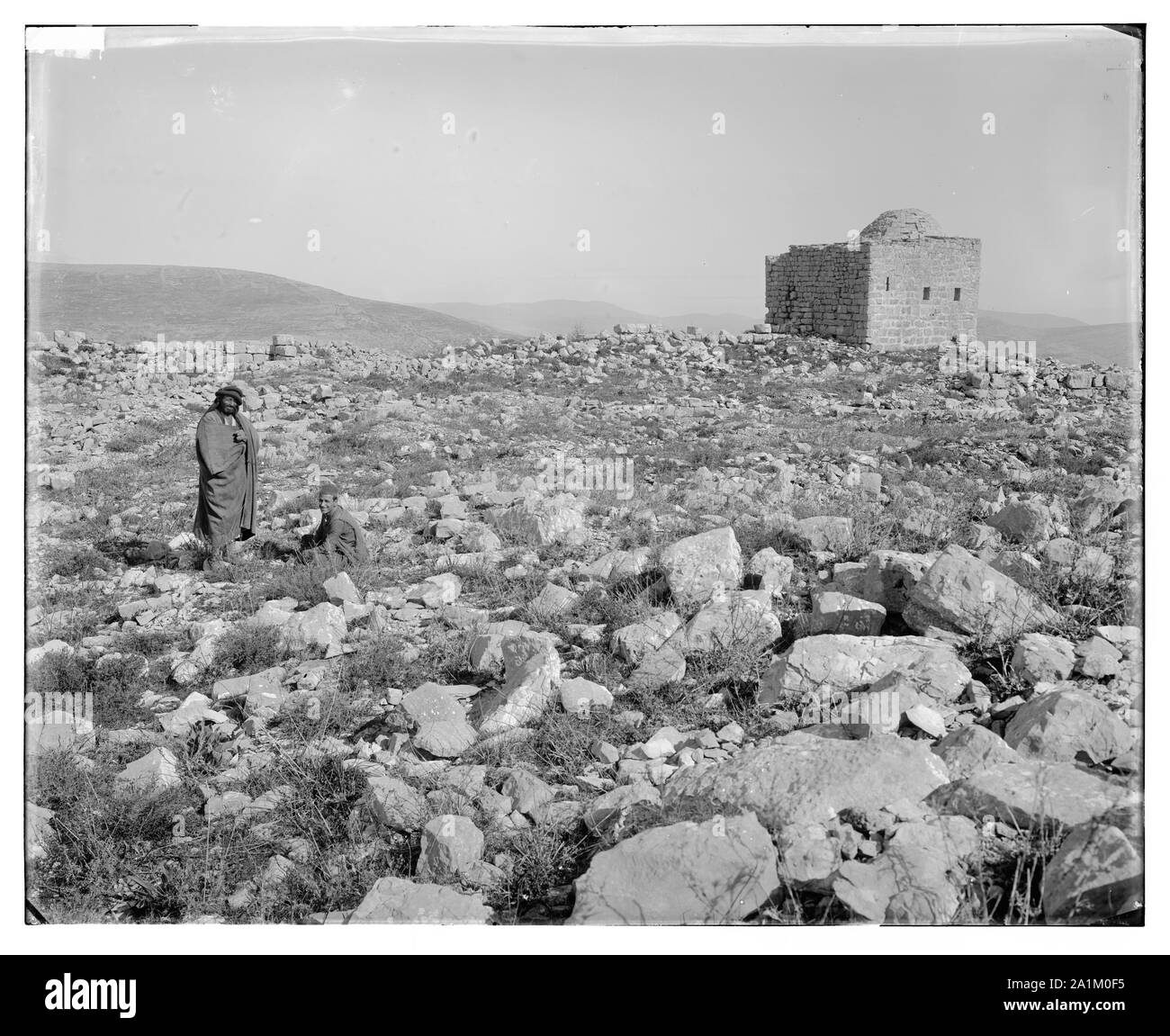 Viste del nord. Luogo di sacrificio sul monte Garizim Foto Stock
