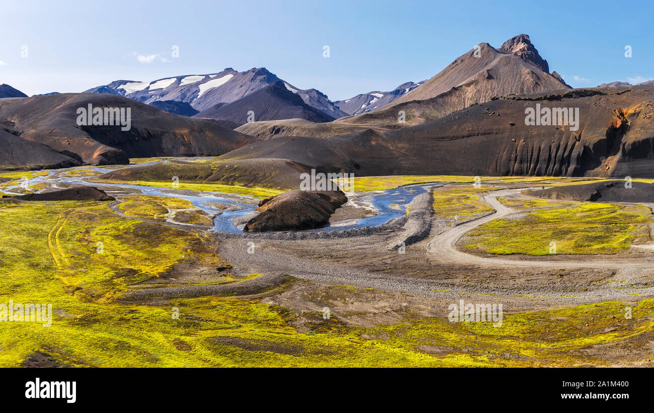 Splendido paesaggio sulla Landmannalaugar Route F208, Islanda Foto Stock