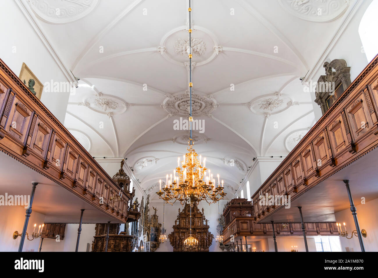 Il santuario interiore della Chiesa di Holmen a Copenhagen, in Danimarca. Foto Stock