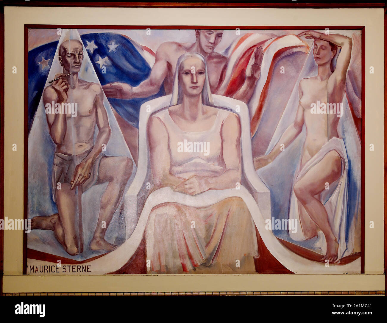 La pittura ad olio la continuità della legge si trova al quinto piano, libreria principale, Dipartimento di Giustizia, Washington, D.C. Foto Stock