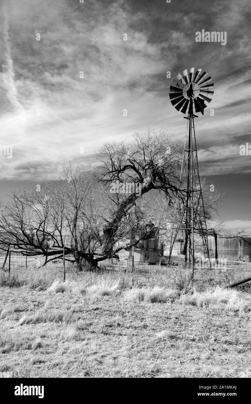 Vecchio mulino a vento vicino al Washington-su-il-Brazos sito storico dello stato di Washington County, Texas Foto Stock