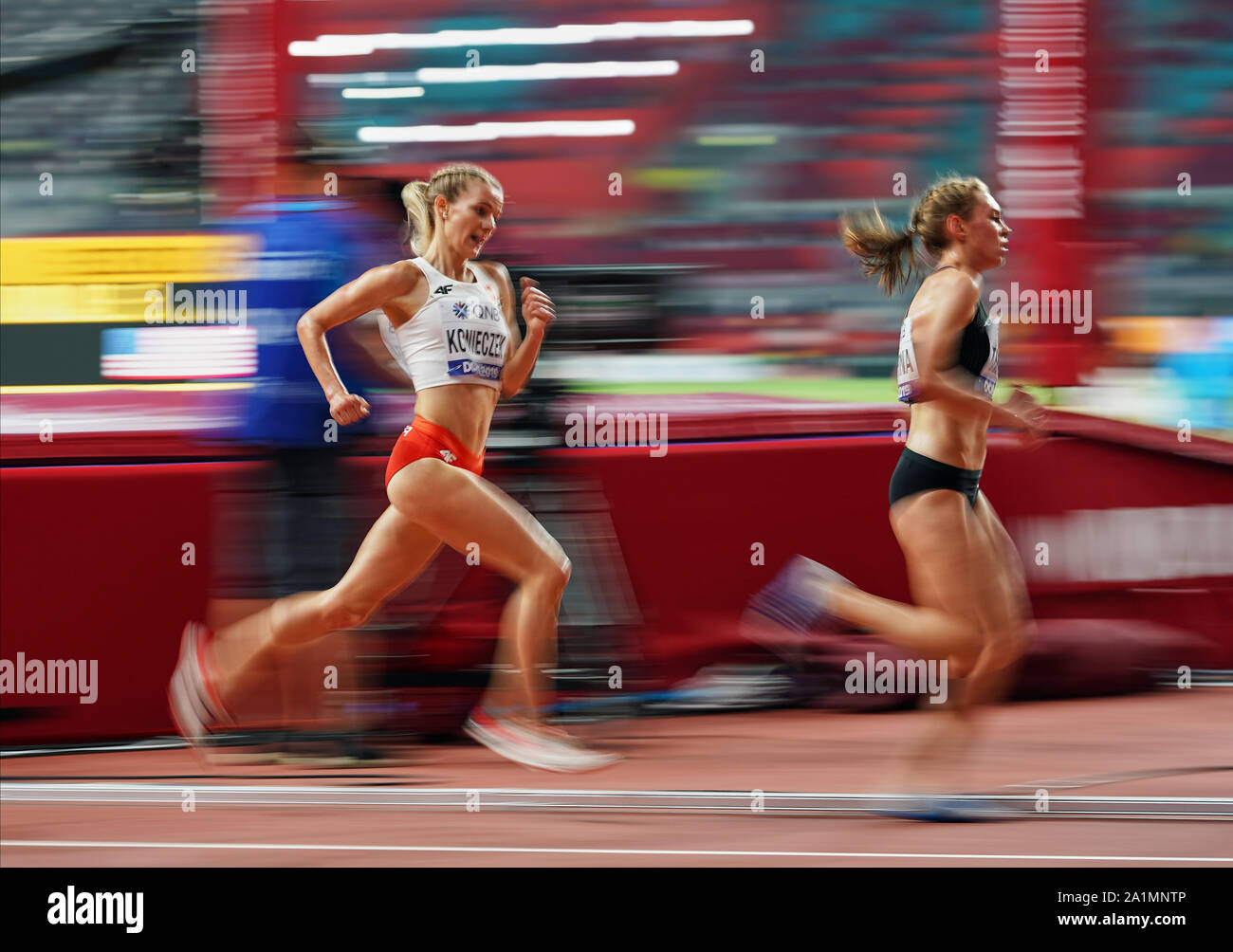 Doha in Qatar. Il 27 settembre, 2019. Alicja Konieczek di Polonia durante il XVII IAAF mondiale di atletica match tra ed il Giorno 1 Al Khalifa Stadium di Doha, in Qatar. Ulrik Pedersen/CSM/Alamy Live News Foto Stock