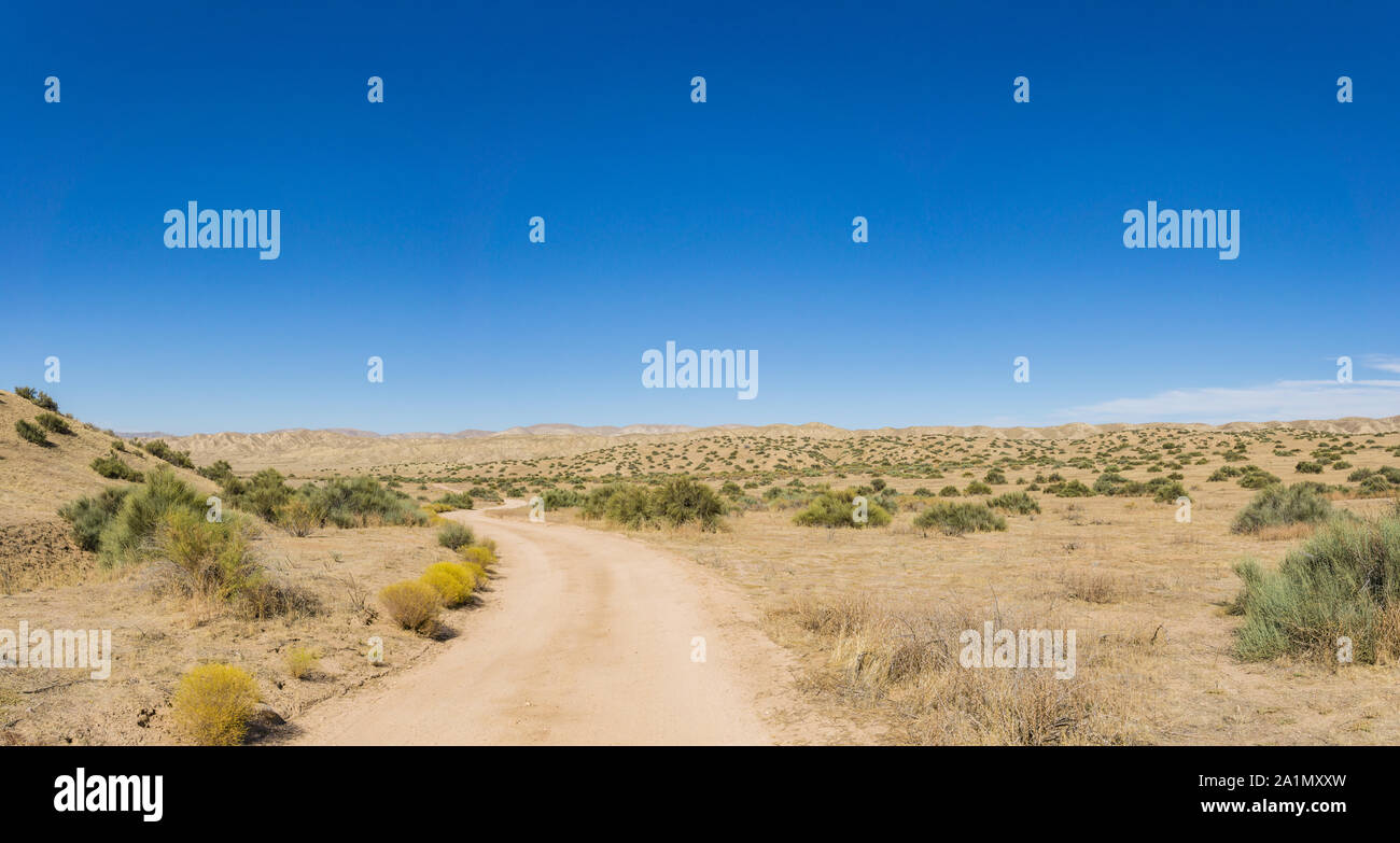 Strada sterrata curva attraverso Carrizo plain monumento nazionale Foto Stock