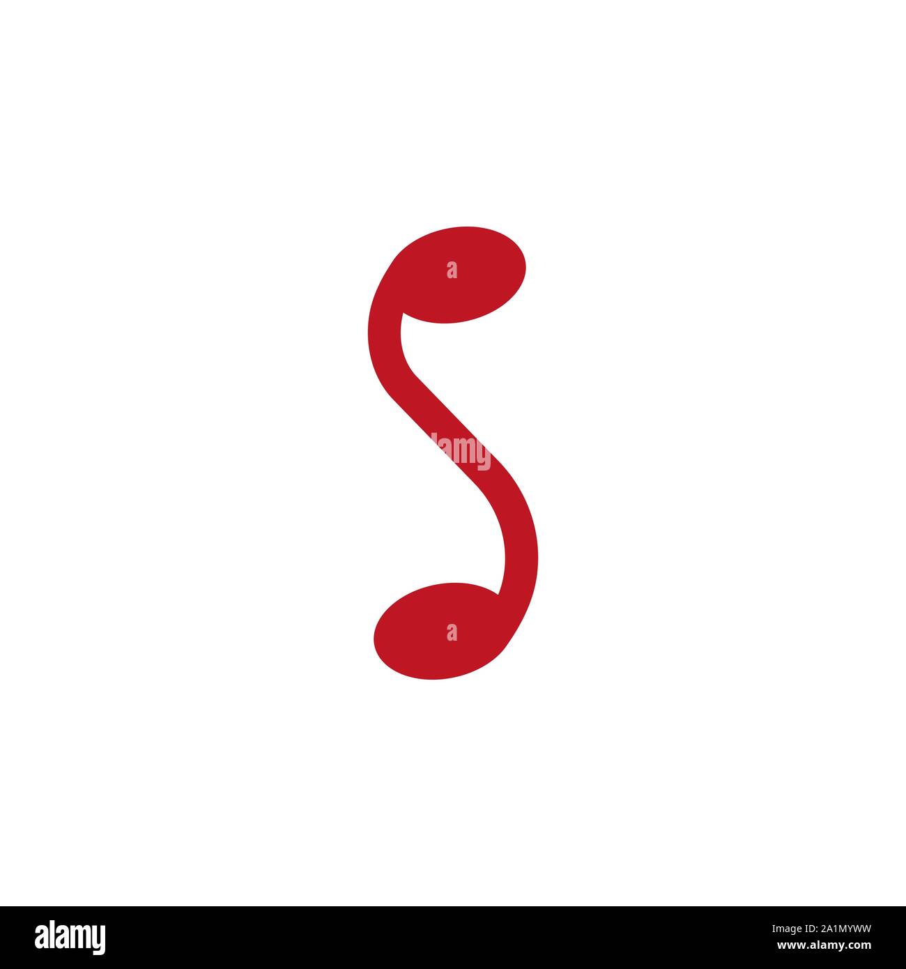 Lettera S sagomata icona melodia isolata su sfondo bianco. Illustrazione Vettoriale