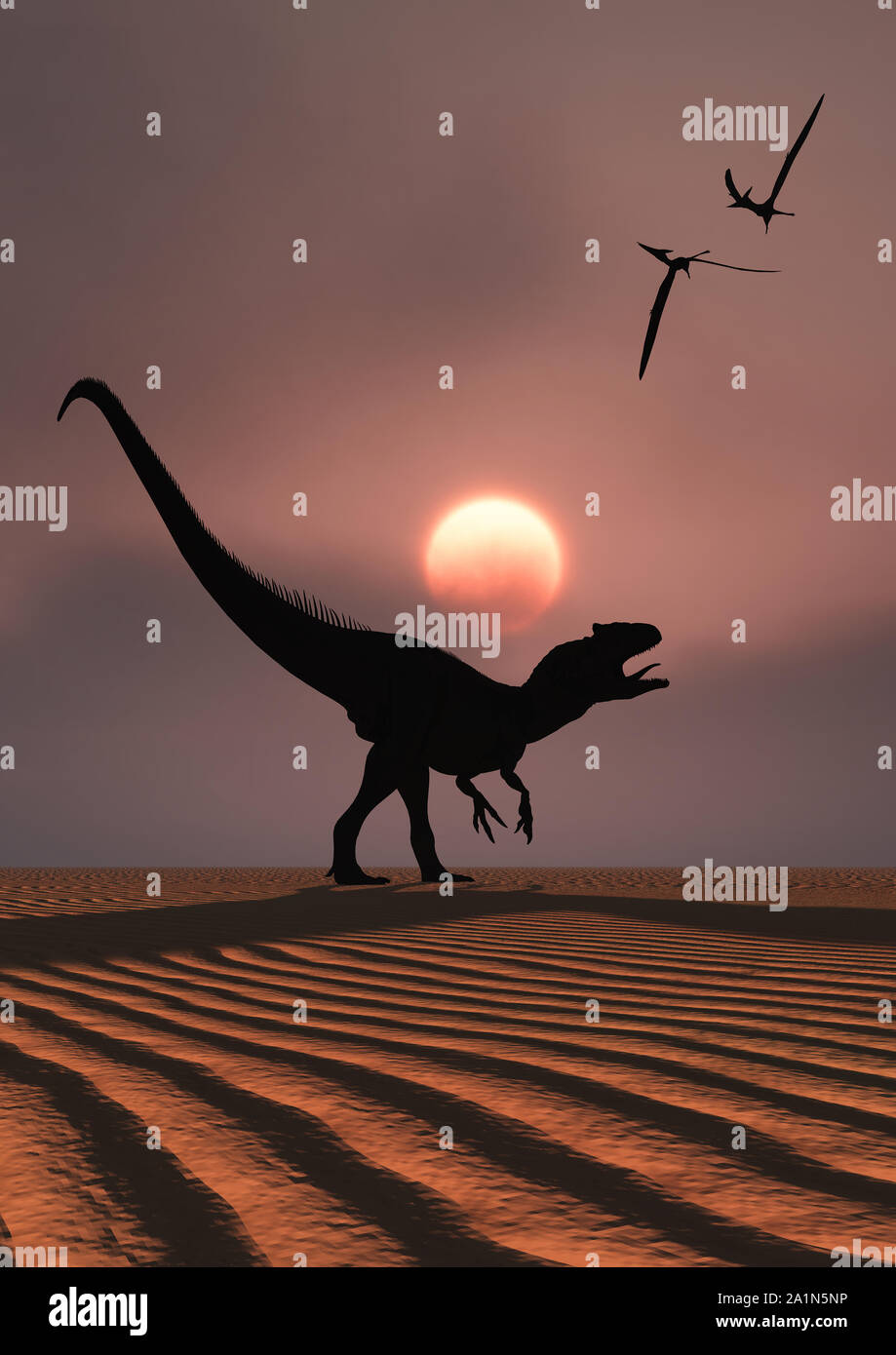 Un Allosaurus predatori del dinosauro. Foto Stock