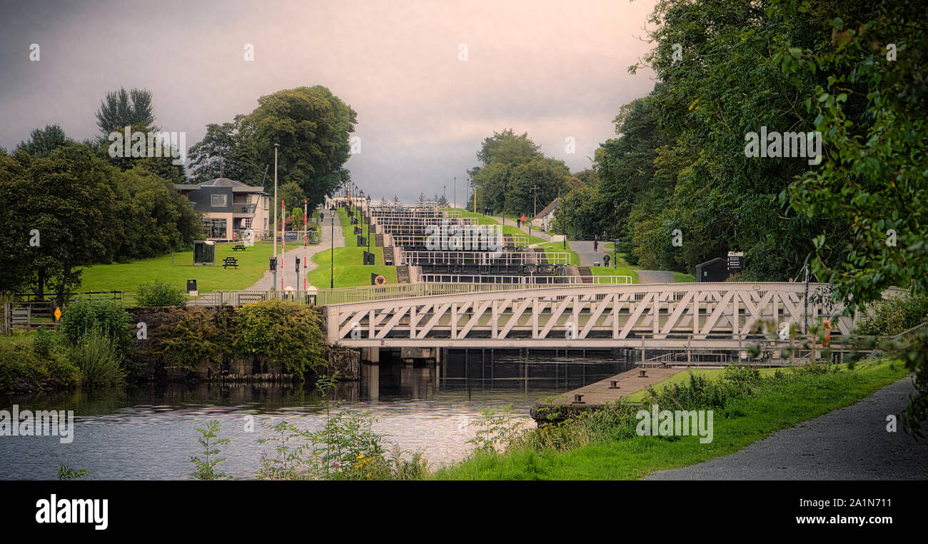 Nettuno la scala è una scala fatta di blocco di otto blocchi sul Caledonian Canal. Foto Stock