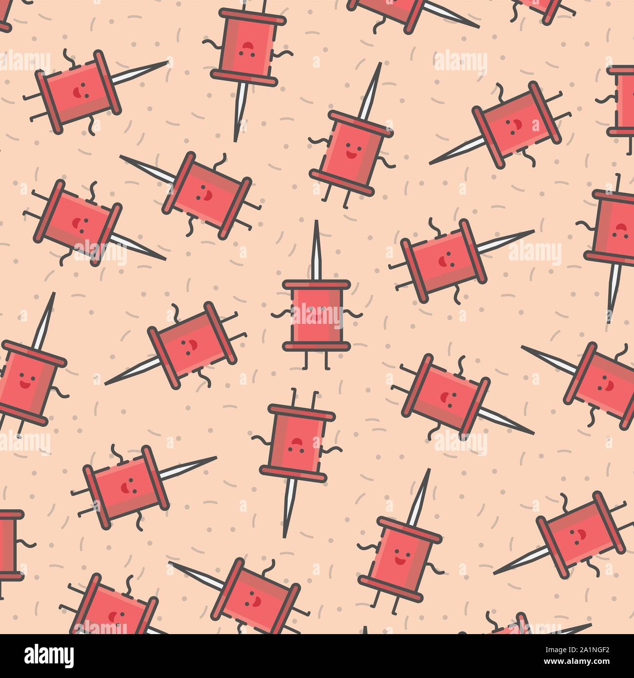 Un simpatico Spingere il Pin lo sfondo dell'illustrazione nel vettore con il colore rosso Illustrazione Vettoriale