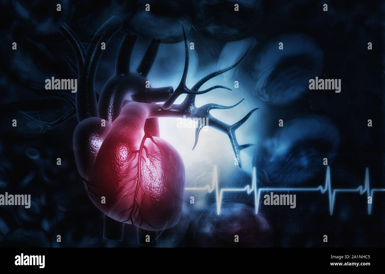 3d disegno astratto del medico di fondo con cuore umano anatomia Foto Stock