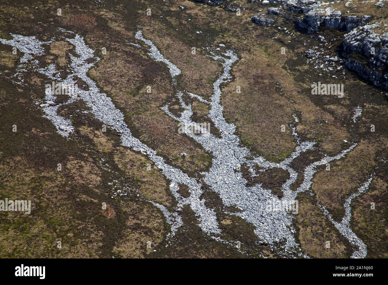 Vista aerea di pietra che corre da ovest Falkland Isole Falkland Foto Stock