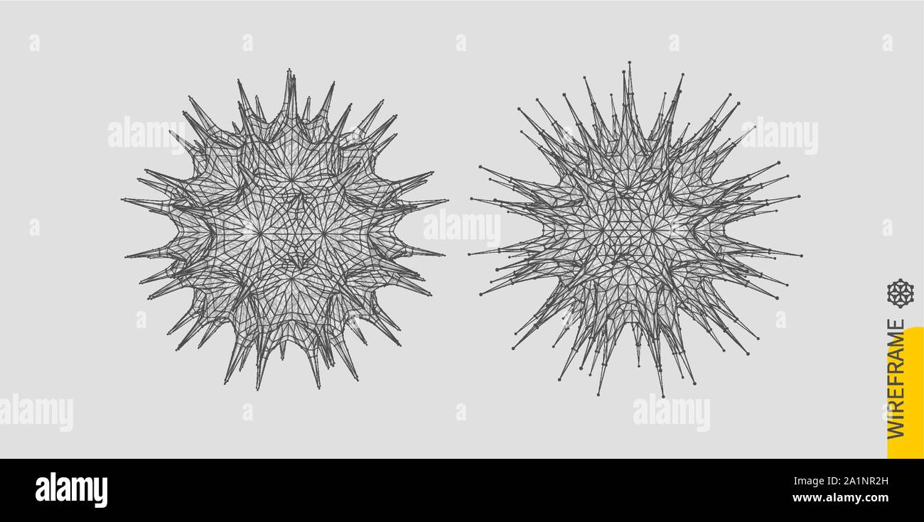 Sfera con linee collegate e punti. Abstract griglia molecolare. Il cristallo. 3d illustrazione vettoriale per la chimica, la biologia, medicina o altre scienze. Illustrazione Vettoriale