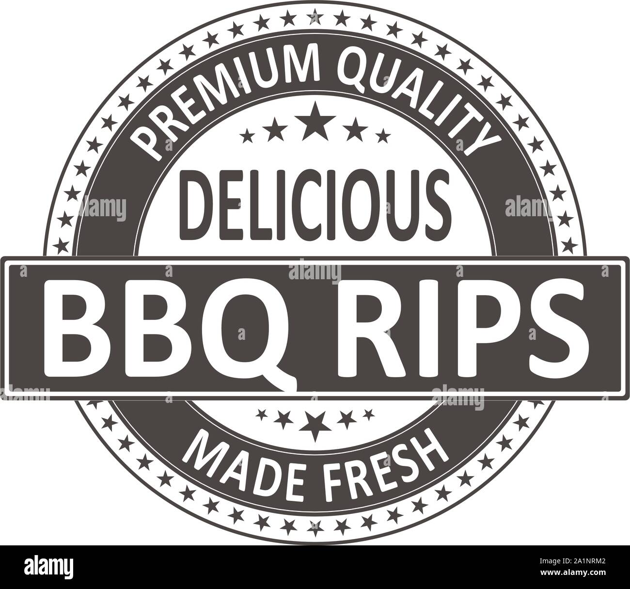 Vintage BBQ Ribs Ristorante segno del logo su sfondo bianco Illustrazione Vettoriale