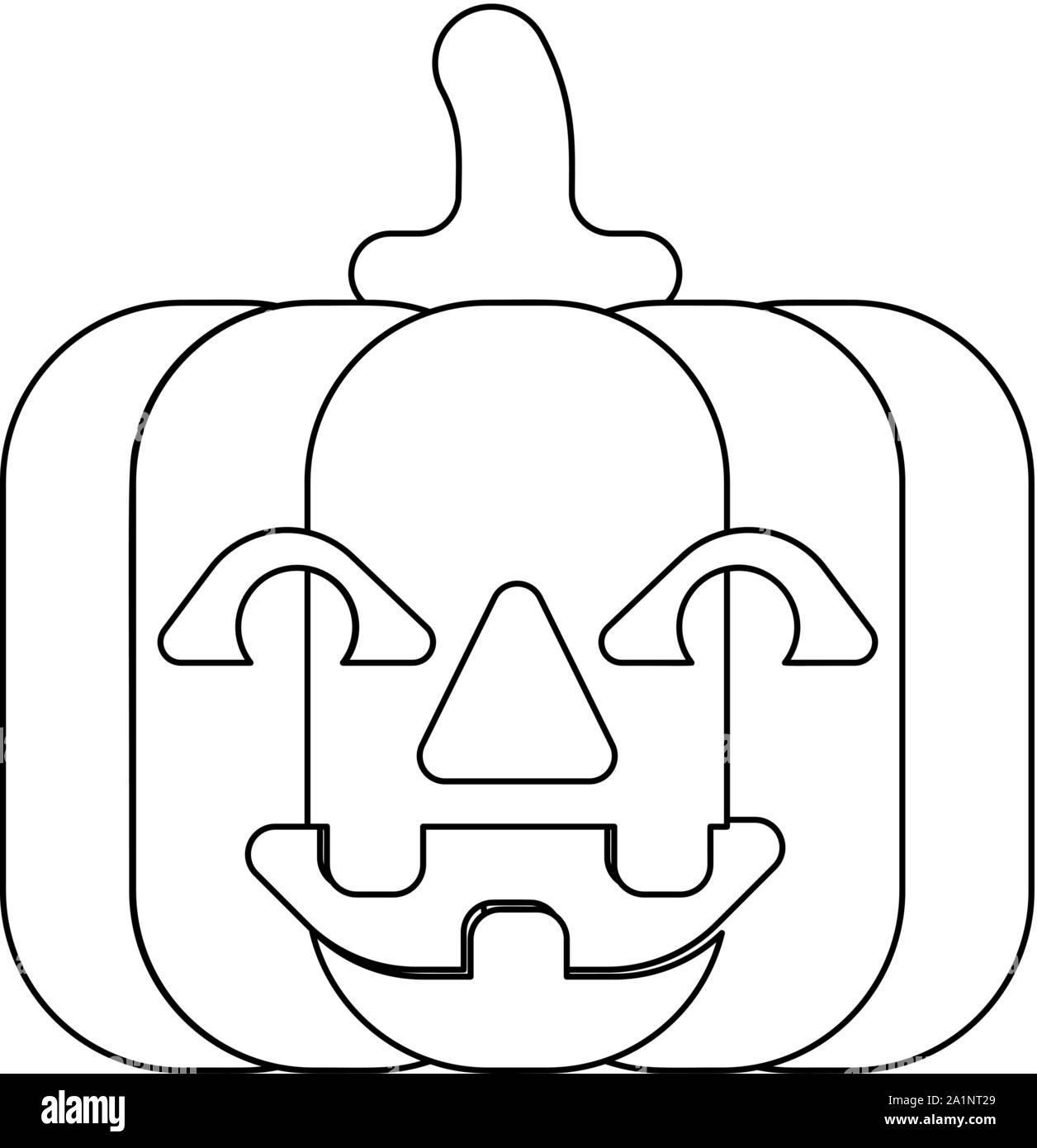 Zucca di Halloween Cartoon in contorno Illustrazione Vettoriale