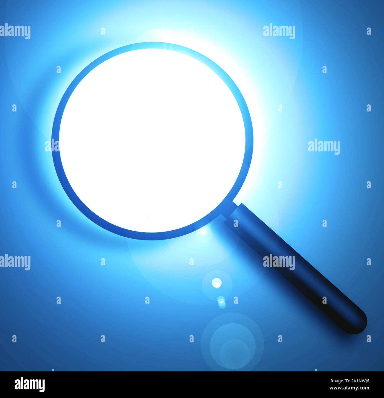 Close up della lente di ingrandimento, 2d arte digitale Foto Stock