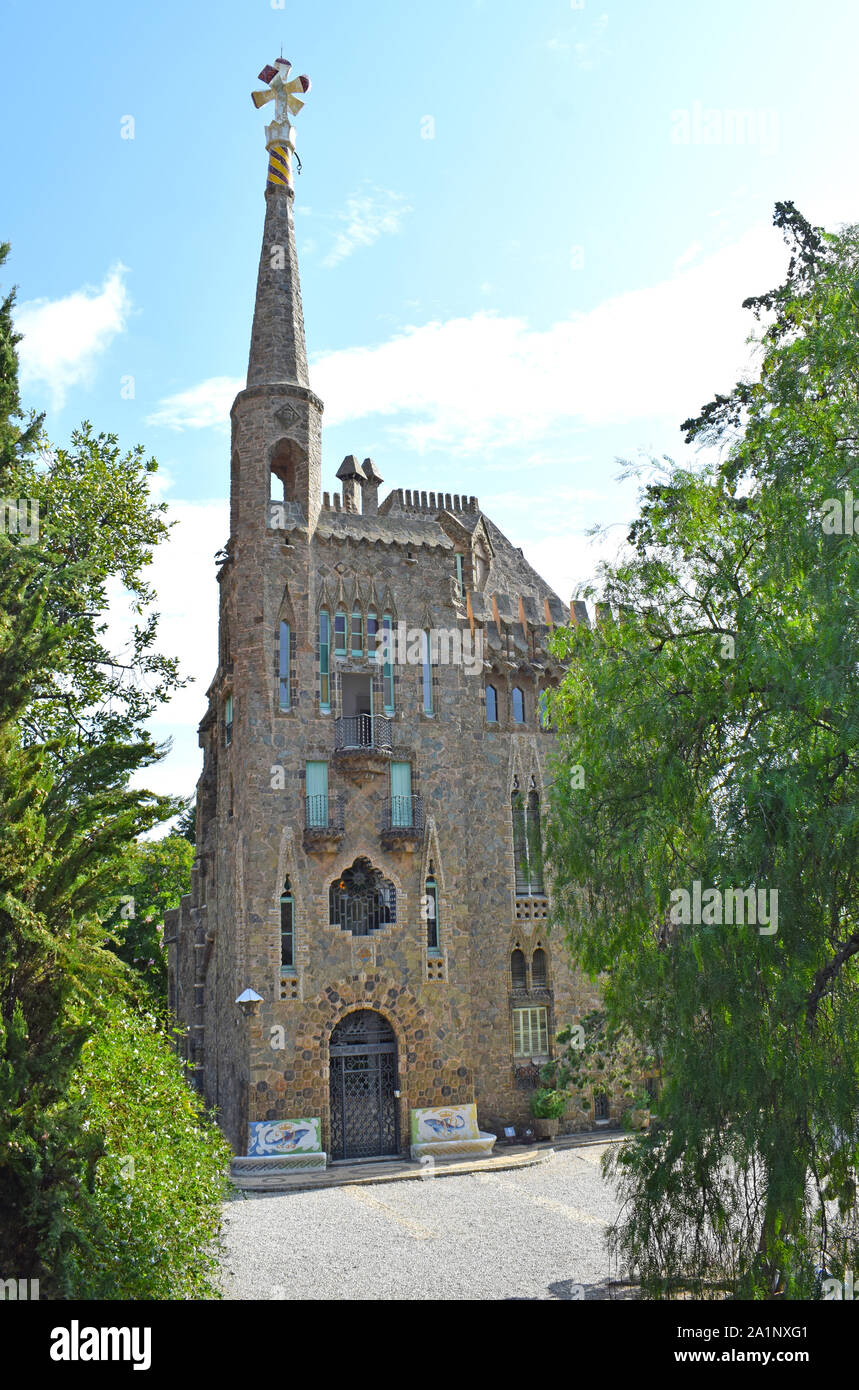 Torre Bellesguard, architetto Antonio Gaudì a Barcellona Foto Stock