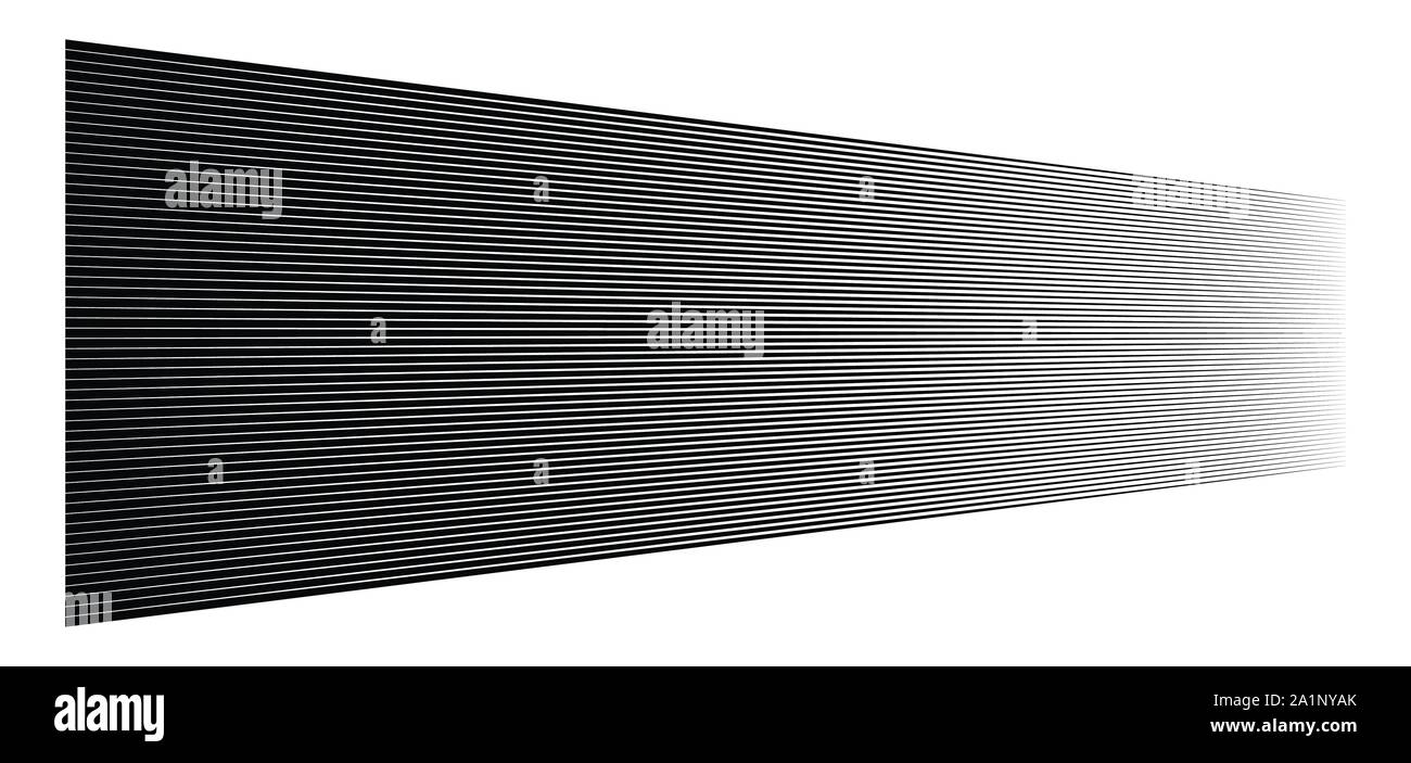 3d linee. Dritto strisce parallele in prospettiva. Strisce, striature spariscono, diminuiscono. Orizzonte oblique, linee diagonali Illustrazione Vettoriale