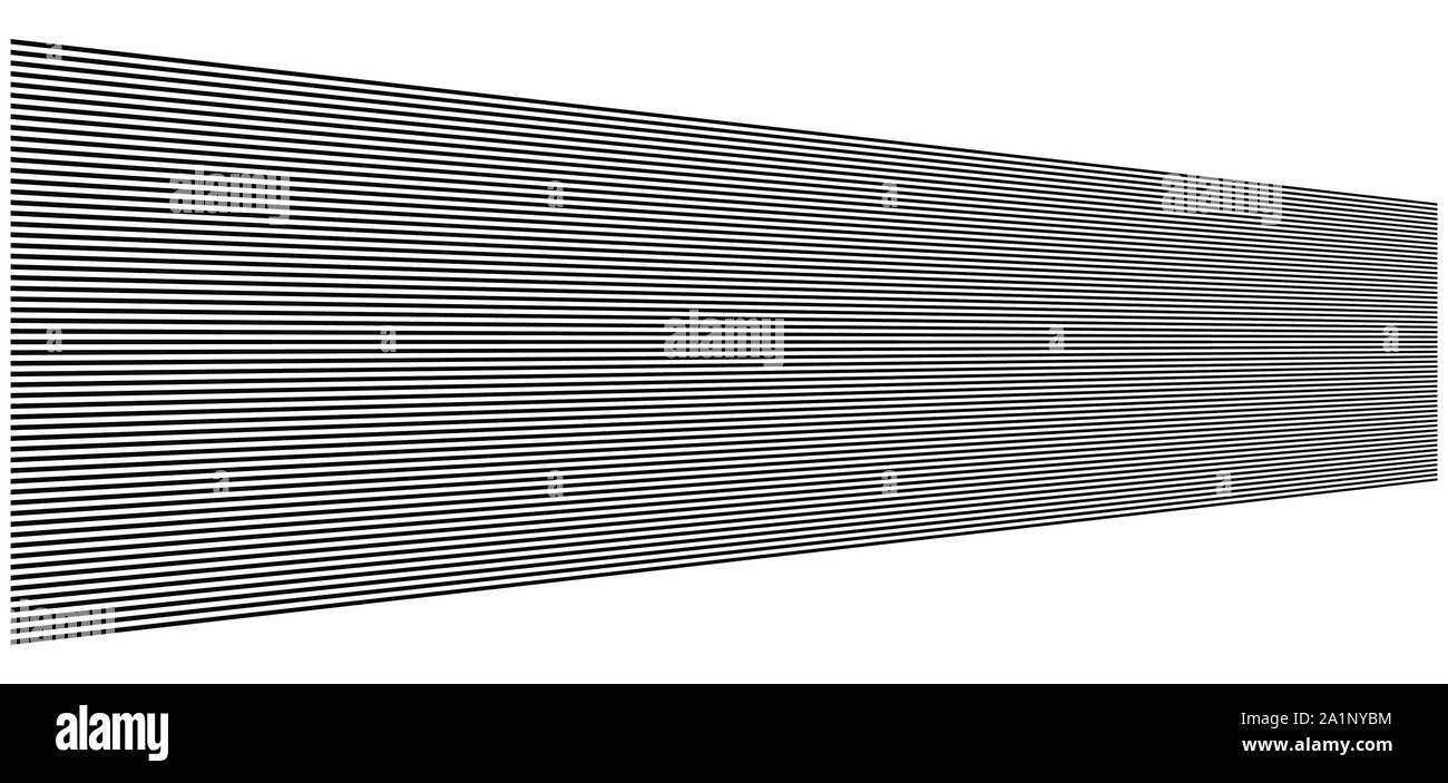 3d linee. Dritto strisce parallele in prospettiva. Strisce, striature spariscono, diminuiscono. Orizzonte oblique, linee diagonali Illustrazione Vettoriale