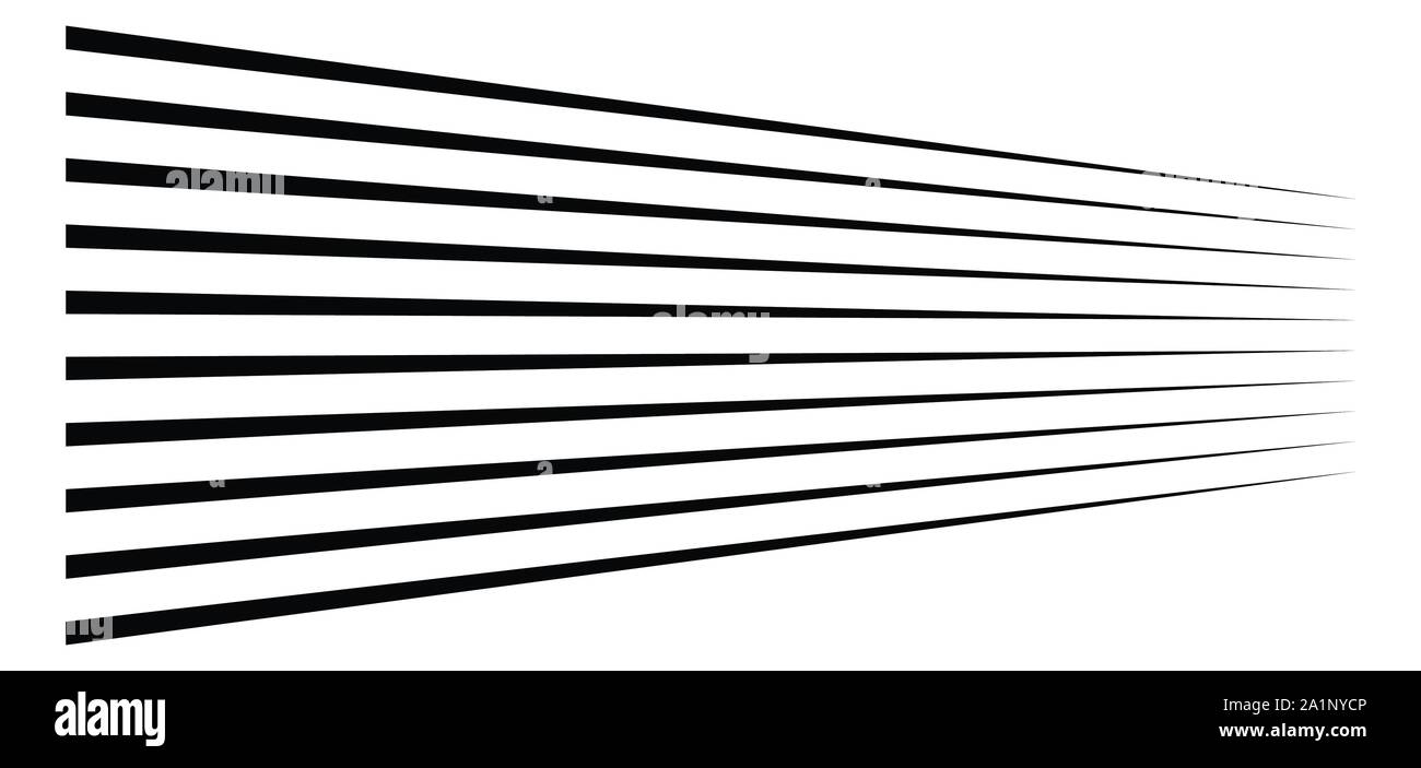 3d linee. Dritto strisce parallele in prospettiva. Strisce, striature spariscono, diminuiscono. Orizzonte oblique, linee diagonali Illustrazione Vettoriale