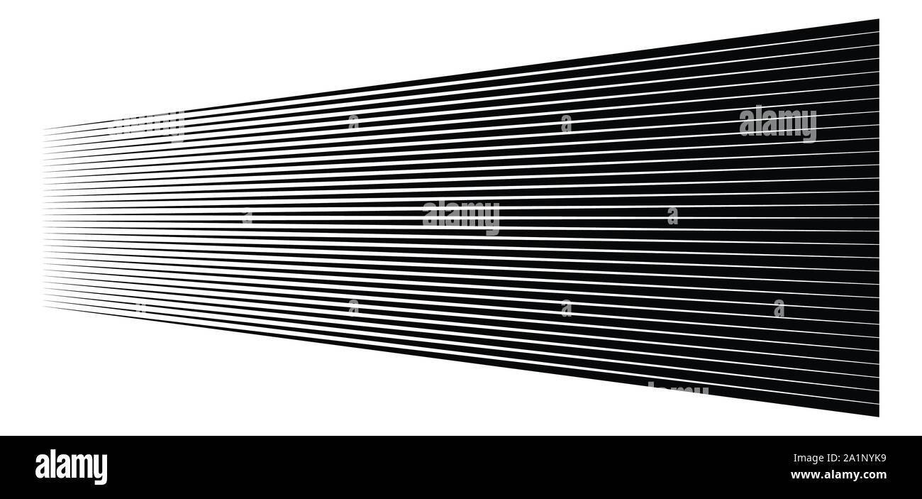 3d linee. Dritto strisce parallele in prospettiva. Strisce, striature spariscono, diminuiscono. Orizzonte oblique, linee diagonali Illustrazione Vettoriale