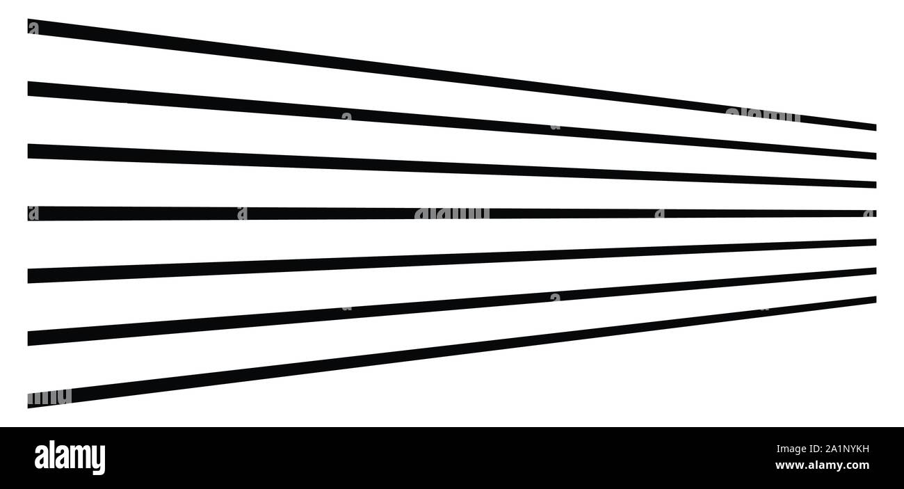 3d linee. Dritto strisce parallele in prospettiva. Strisce, striature spariscono, diminuiscono. Orizzonte oblique, linee diagonali Illustrazione Vettoriale