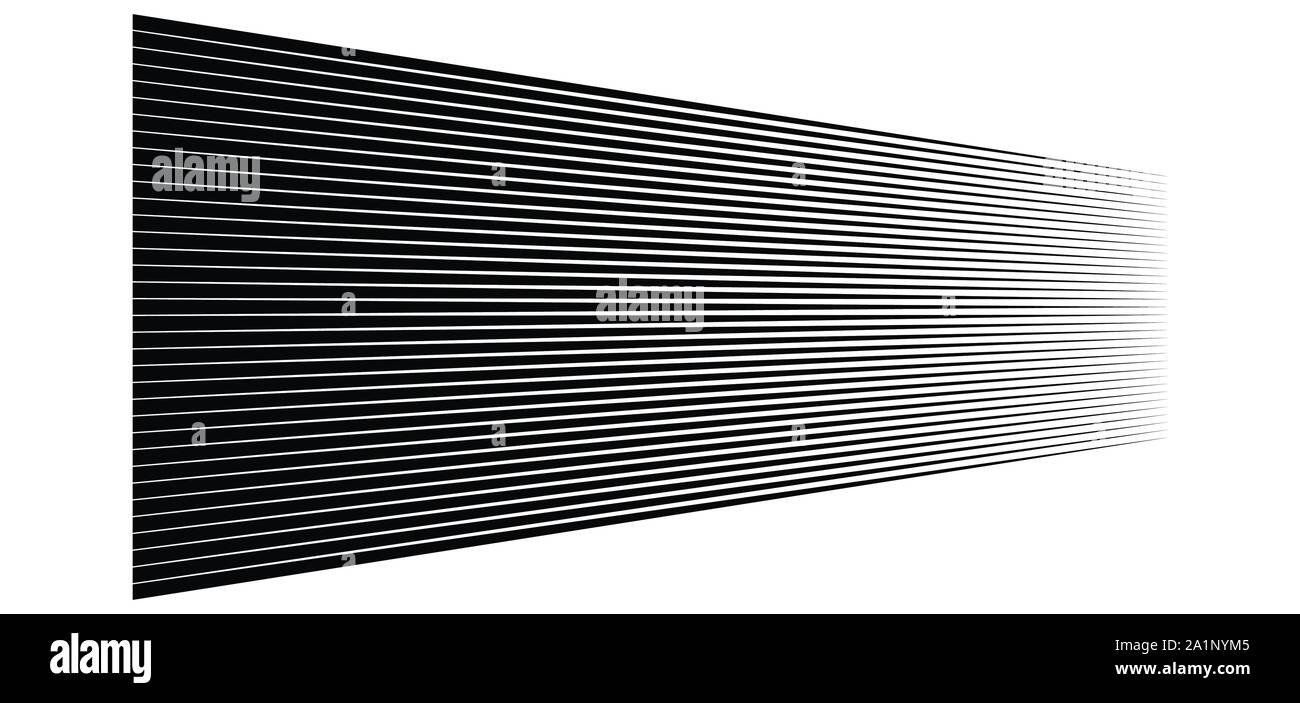 3d linee. Dritto strisce parallele in prospettiva. Strisce, striature spariscono, diminuiscono. Orizzonte oblique, linee diagonali Illustrazione Vettoriale