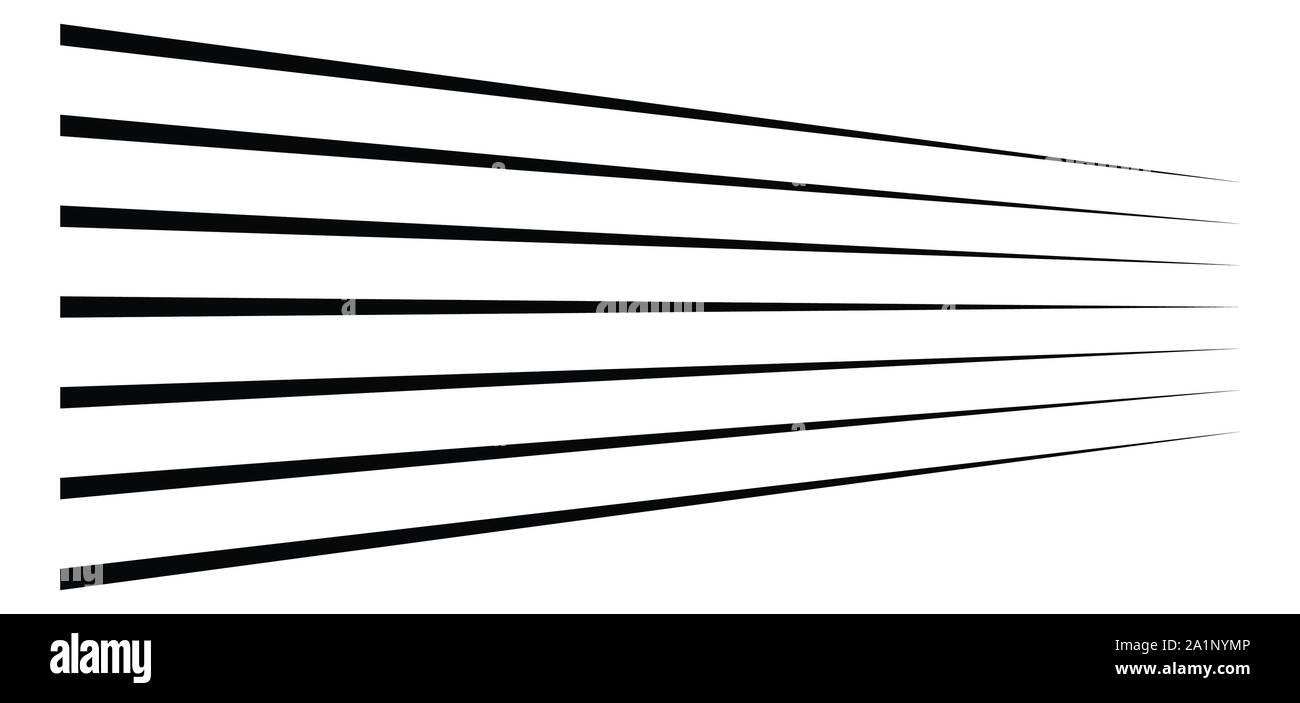 3d linee. Dritto strisce parallele in prospettiva. Strisce, striature spariscono, diminuiscono. Orizzonte oblique, linee diagonali Illustrazione Vettoriale