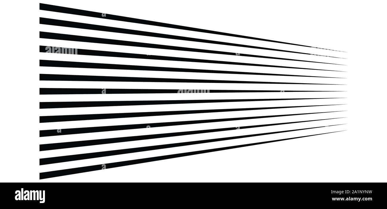 3d linee. Dritto strisce parallele in prospettiva. Strisce, striature spariscono, diminuiscono. Orizzonte oblique, linee diagonali Illustrazione Vettoriale