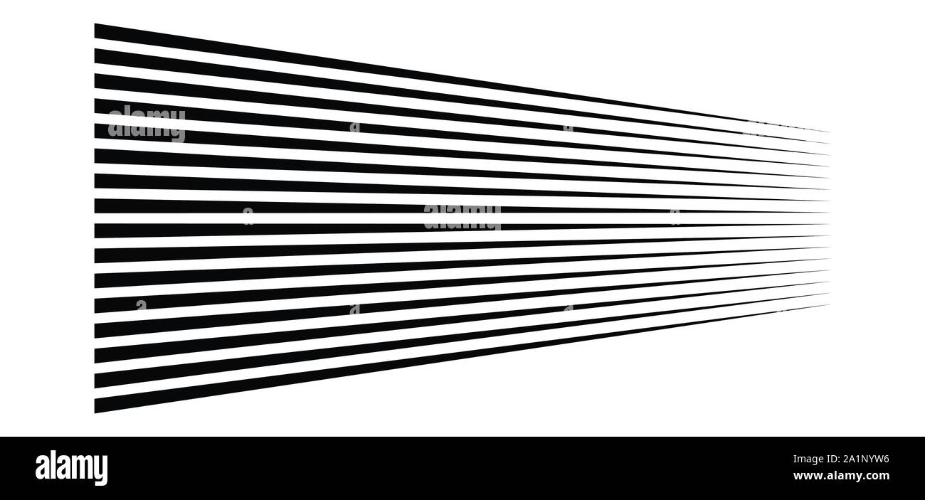 3d linee. Dritto strisce parallele in prospettiva. Strisce, striature spariscono, diminuiscono. Orizzonte oblique, linee diagonali Illustrazione Vettoriale