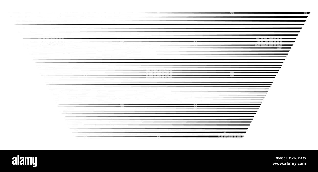 Orizzontali, rettilinei linee parallele in prospettiva. 3d linee, strisce pattern. Striature, strisce vanishing, diminuiscono le linee. Illustrazione Vettoriale