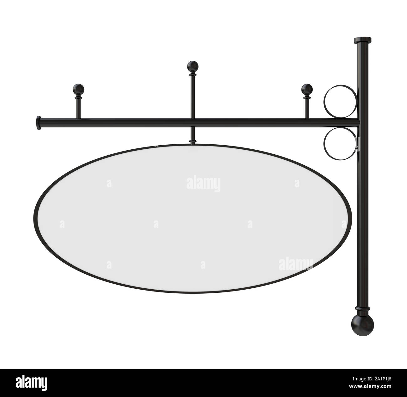 Vecchio metallo vuoto segno negozio isolato su bianco, percorso di clipping incluso. Pronto per il testo. Foto Stock