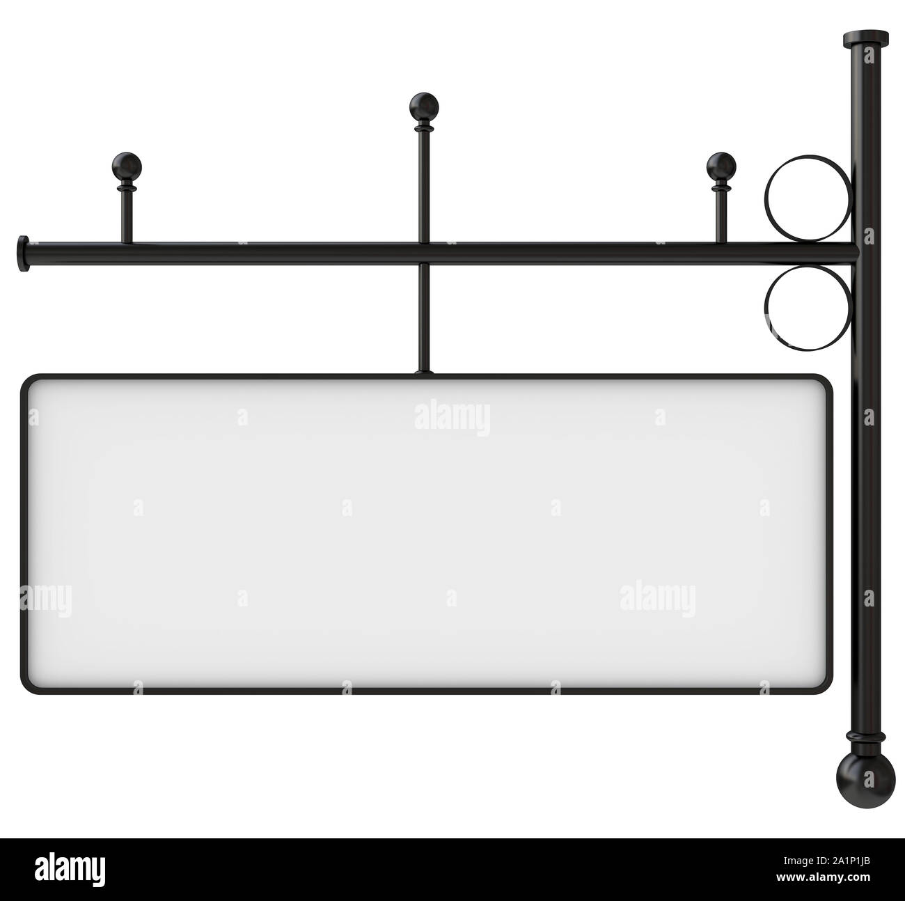 Vecchio metallo vuoto segno negozio isolato su bianco, percorso di clipping incluso. Pronto per il testo. Foto Stock