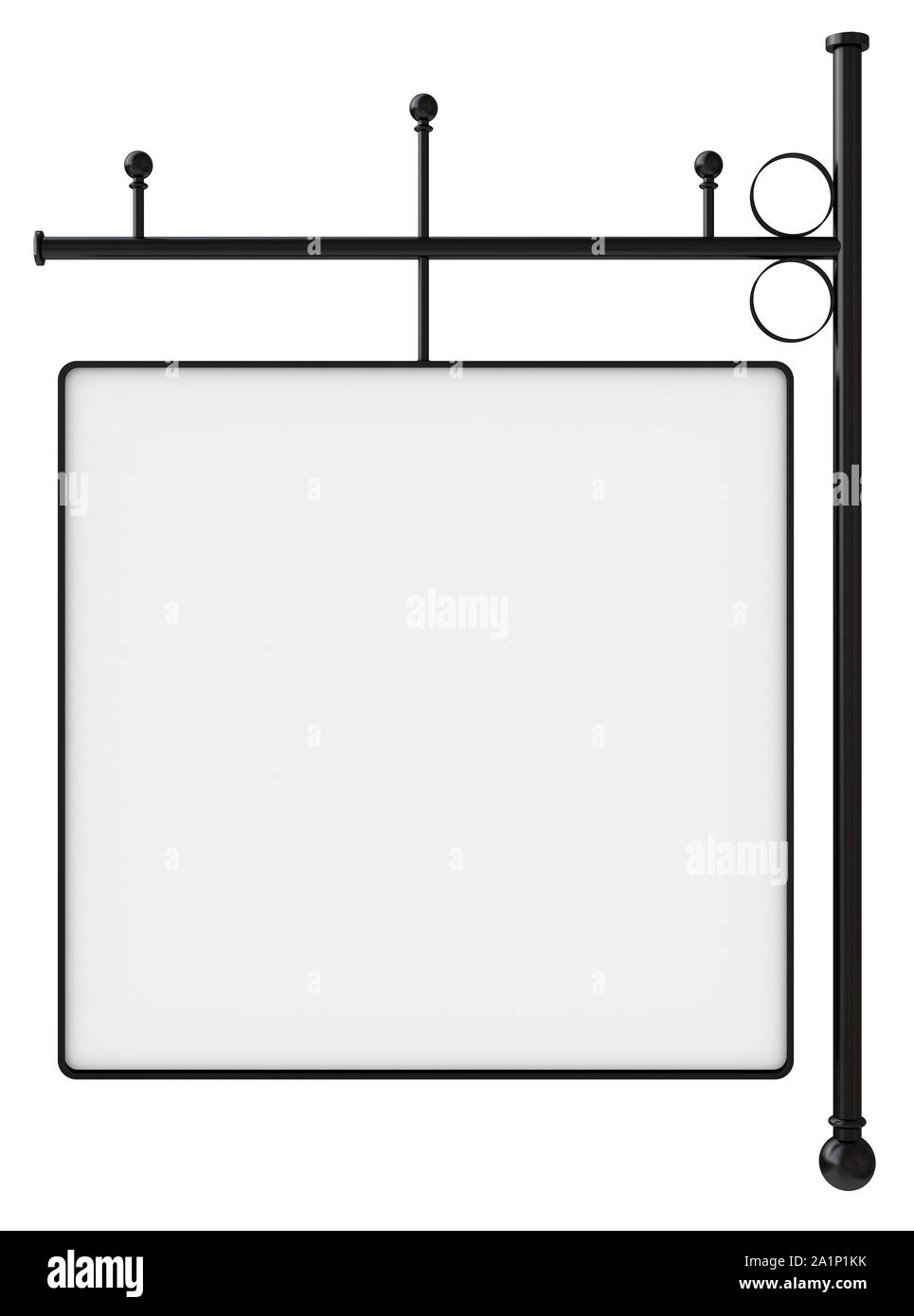 Vecchio metallo vuoto segno negozio isolato su bianco, percorso di clipping incluso. Pronto per il testo. Foto Stock