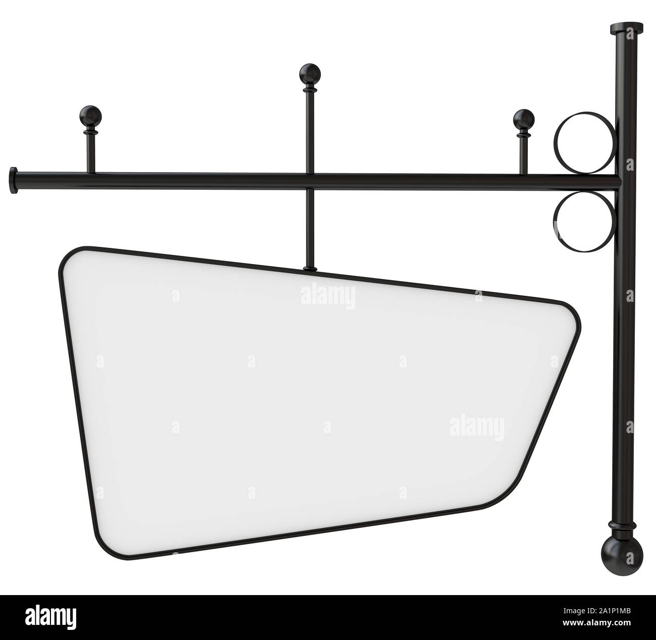 Vecchio metallo vuoto segno negozio isolato su bianco, percorso di clipping incluso. Pronto per il testo. Foto Stock