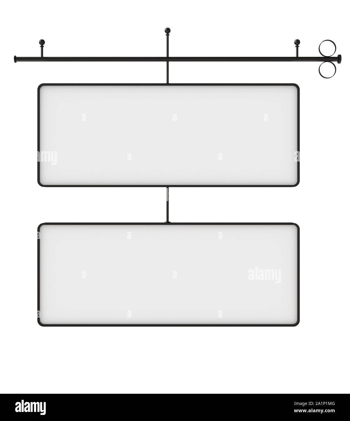 Vecchio metallo vuoto segno negozio isolato su bianco, percorso di clipping incluso. Pronto per il testo. Foto Stock