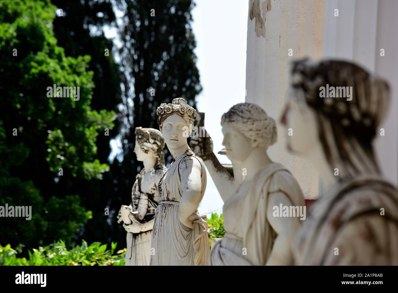 Statue,Palazzo Achilleion,Gastouri,l'isola di Corfù, isole Ionie, Grecia Foto Stock