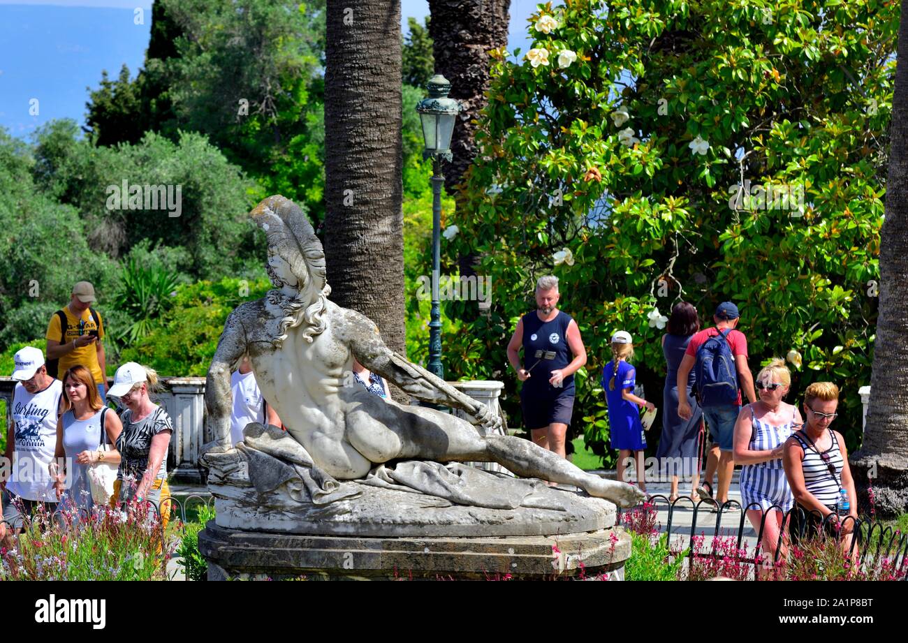 Feriti Achille statua,Palazzo Achilleion,Gastouri,l'isola di Corfù, isole Ionie, Grecia Foto Stock