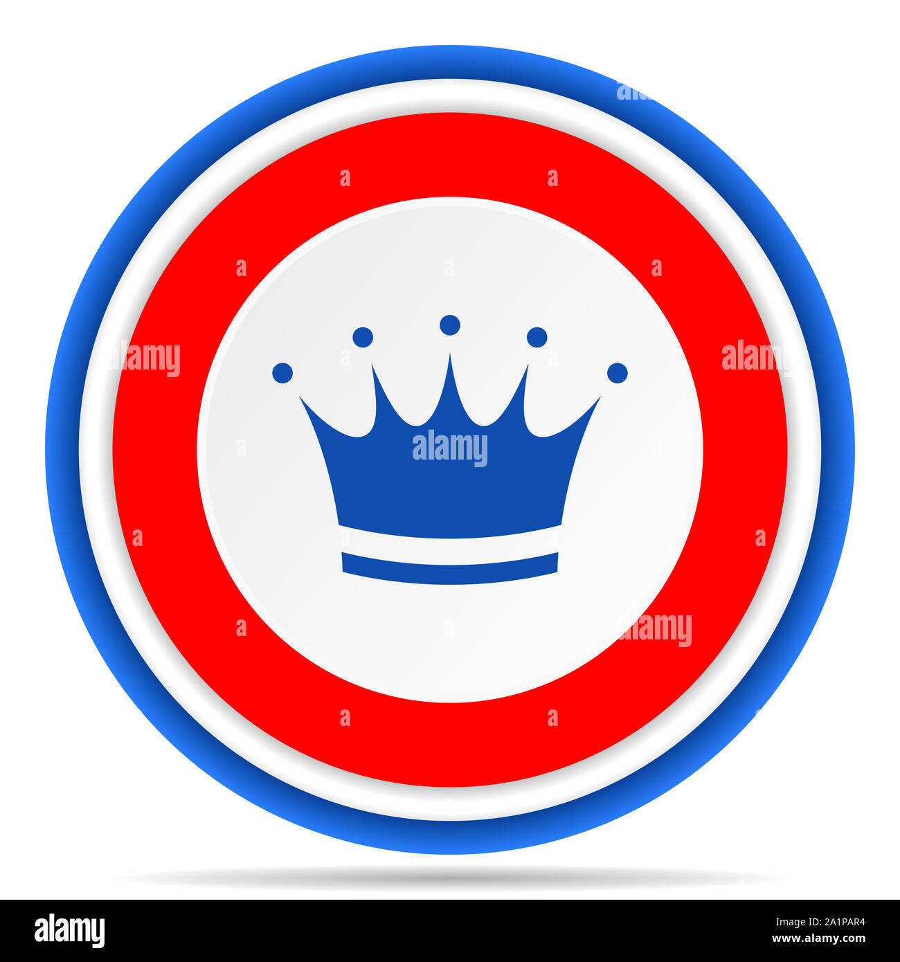 Crown round icona, rosso, blu e bianco design francese illustrazione per il web, internet e applicazioni per dispositivi mobili Foto Stock
