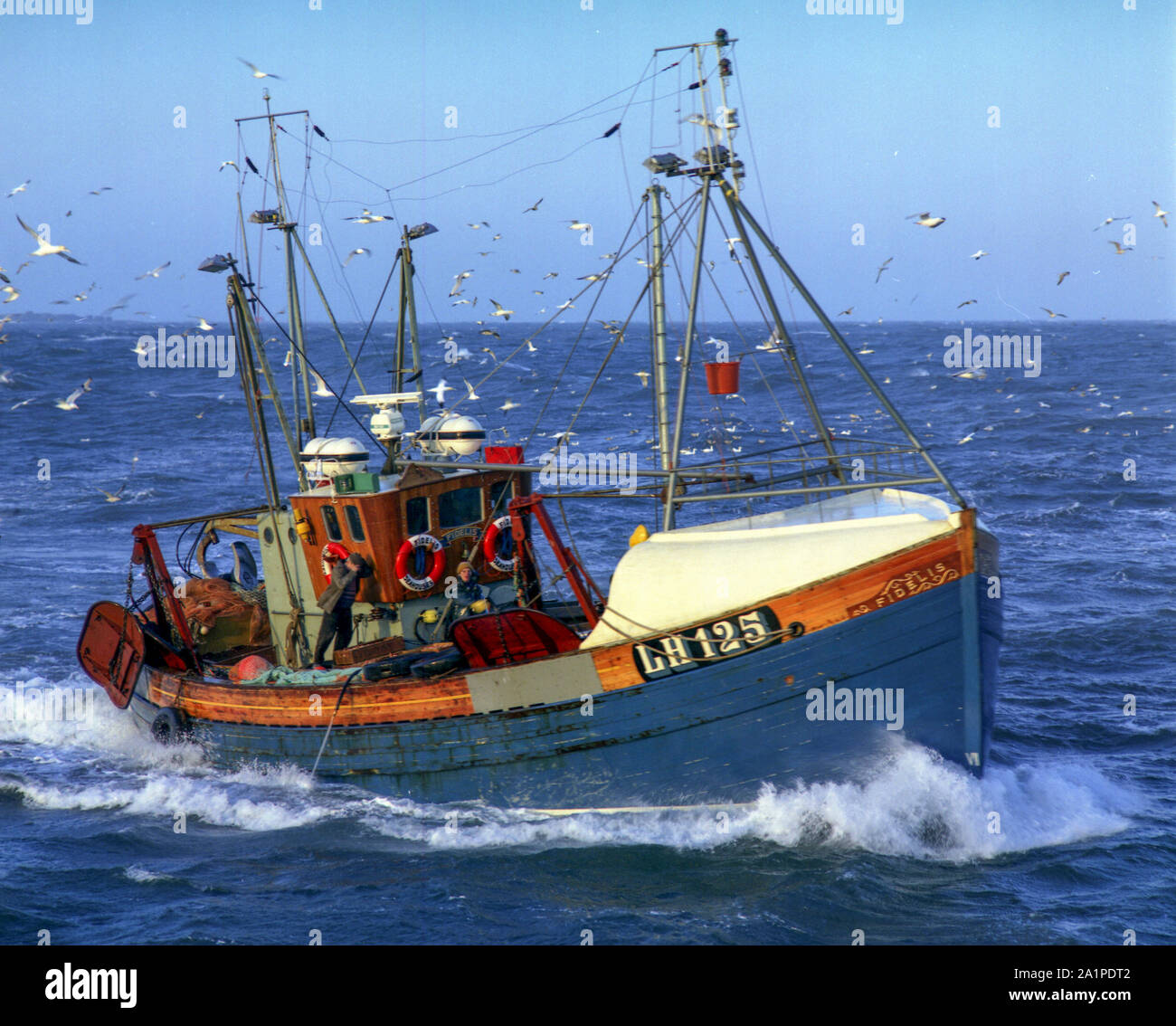 Fidelis, LH 125; arrivando a Seahouses, Northumberland, c. 1975 Foto Stock