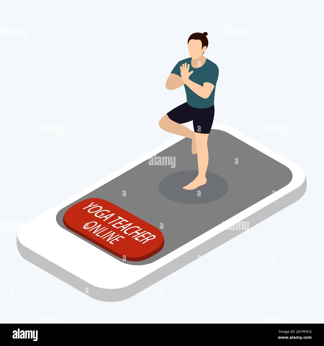 Corso di formazione con lo yoga insegnante online, tecnologie web in istruzione, isometrica del vettore Illustrazione Vettoriale