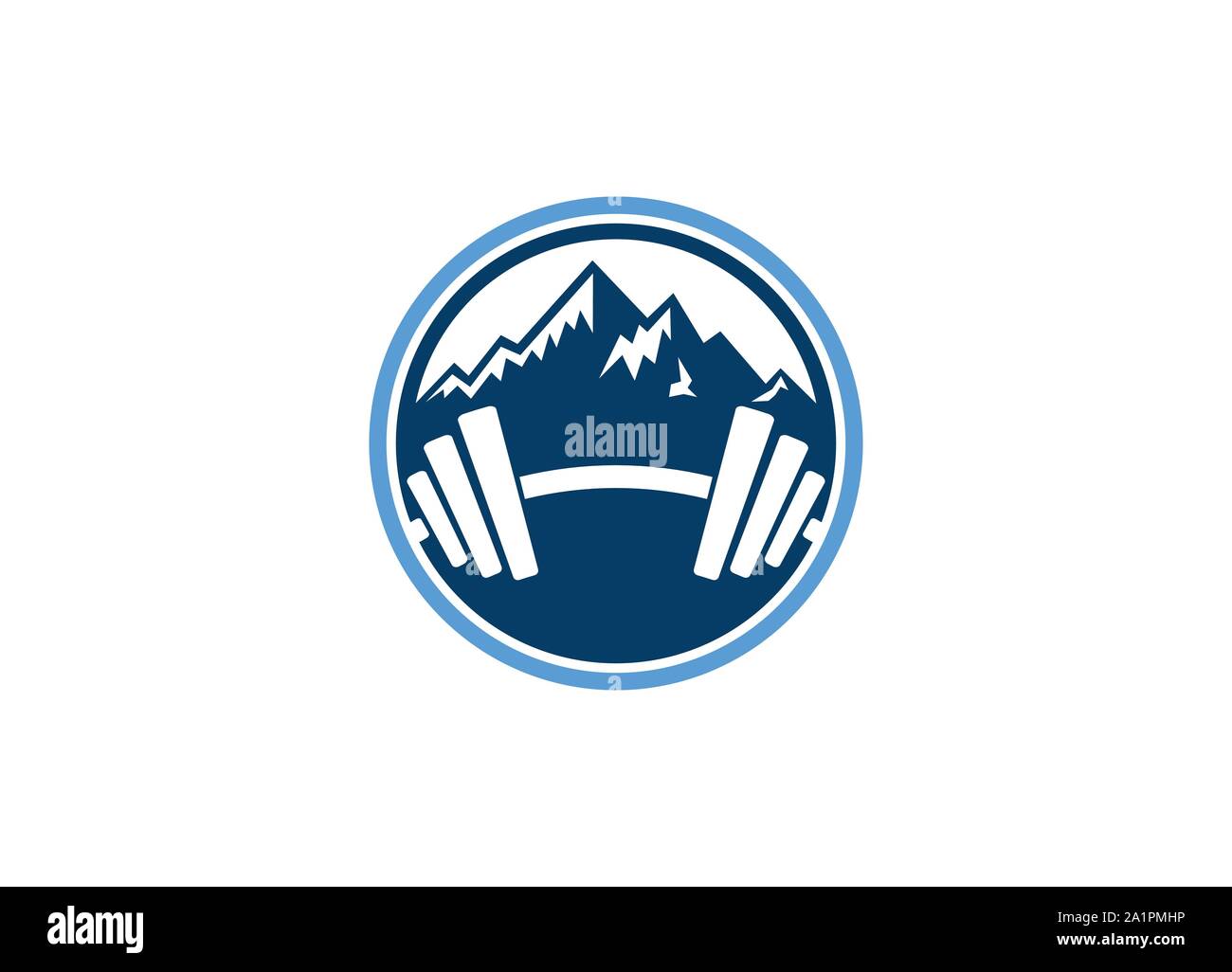 Monte Vettore e avventure all'aperto il logo Il logo di montagna modello. Paesaggio minimalista colline / picchi di montagna Vector logo design, Illustrazione Vettoriale