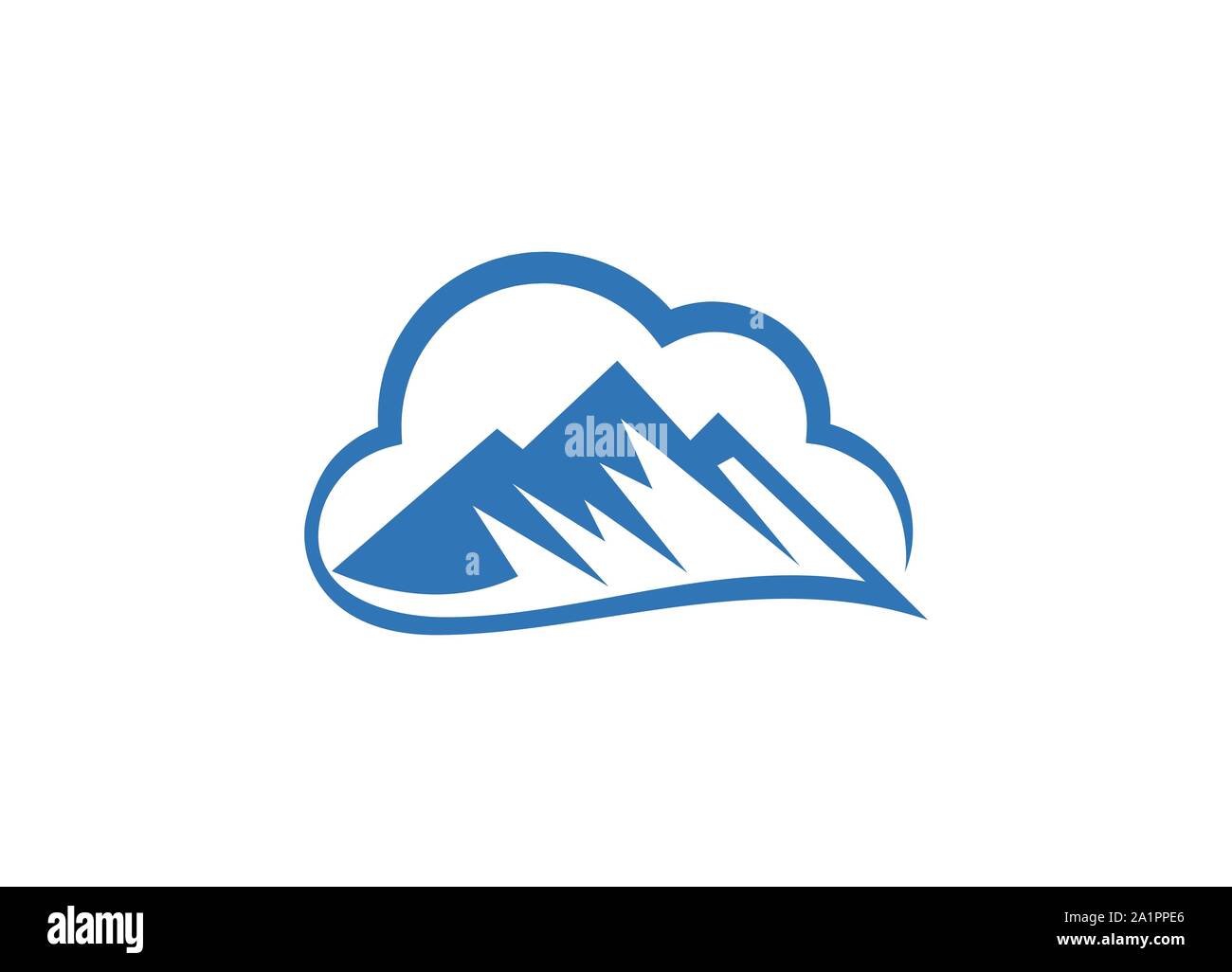Monte Vettore e avventure all'aperto il logo Il logo di montagna modello. Paesaggio minimalista colline / picchi di montagna Vector logo design, Illustrazione Vettoriale