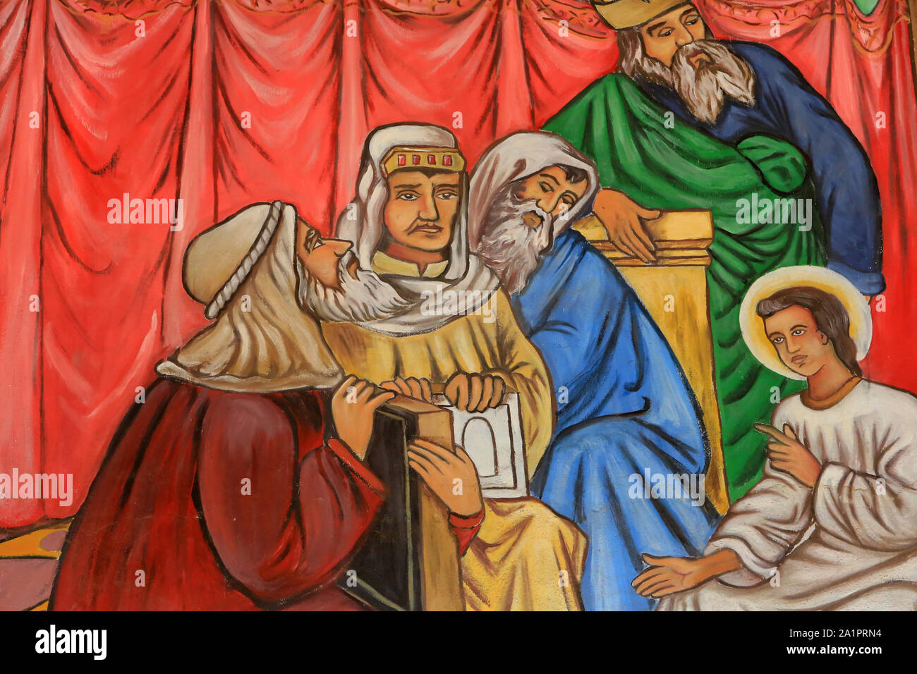 Gesù con i dottori della legge. St Cattedrale di Pietro e Paolo. Aného. Bénin. Foto Stock