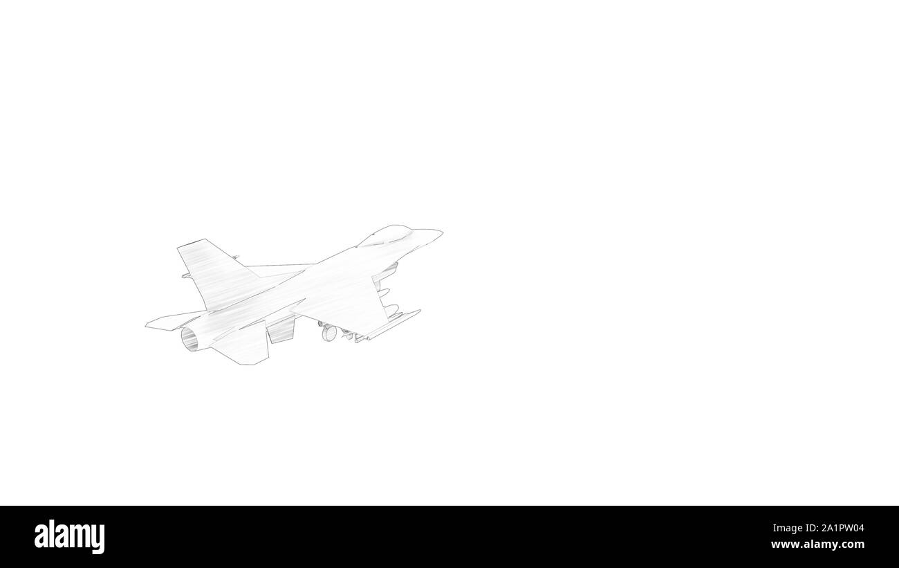 3D rendering di una visualizzazione multipla di un caccia isolato in uno sfondo bianco Foto Stock