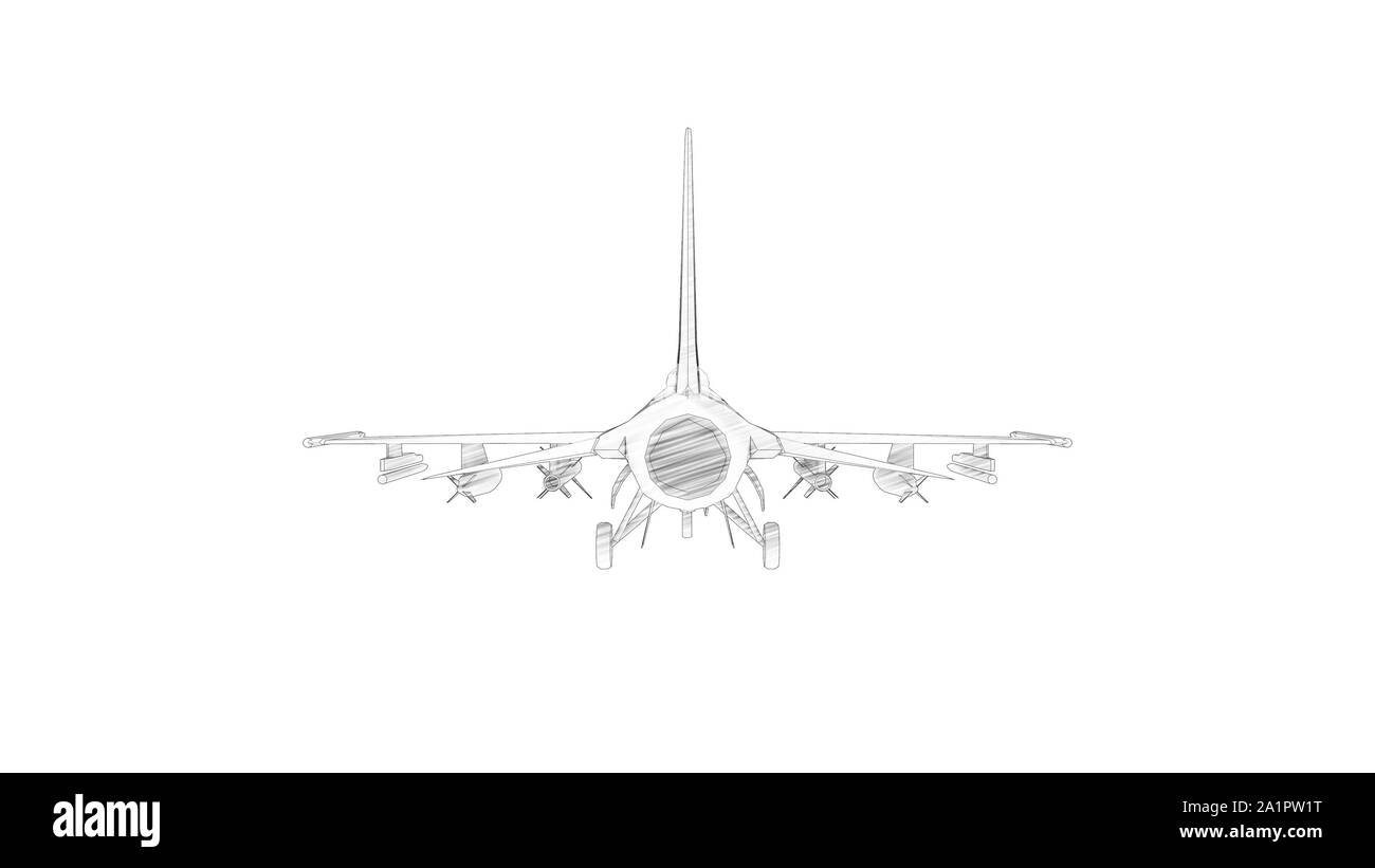 3D rendering di una visualizzazione multipla di un caccia isolato in uno sfondo bianco Foto Stock